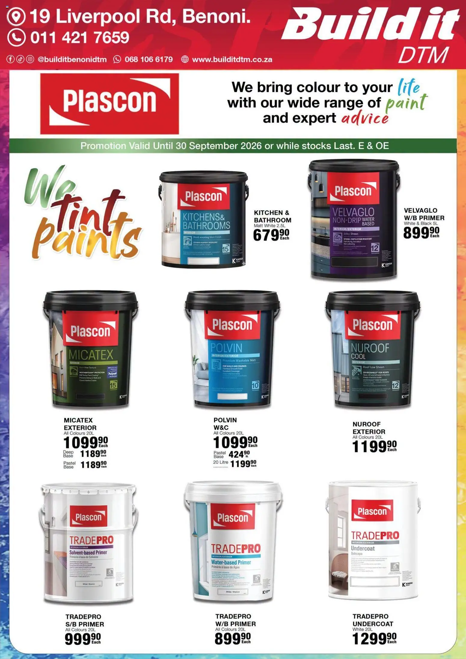 New Build It catalogue – valid from 19/08/2026 | Page: 3 | Products: Primer, Paint, Polvin, Water