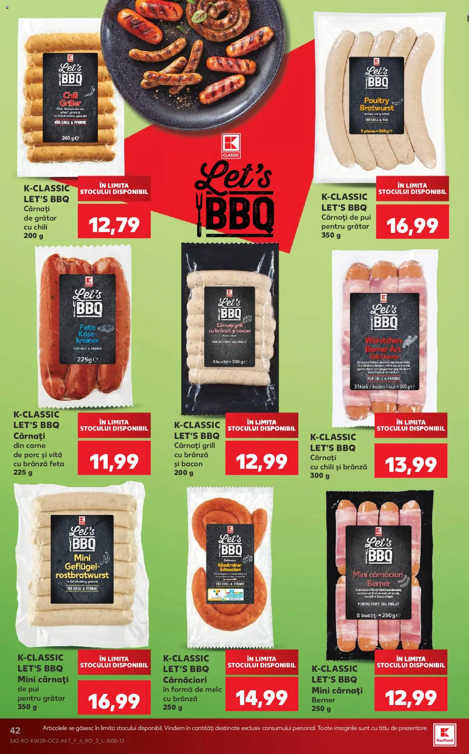 Noul catalog Kaufland – valabil de la 08.07.2026 | Pagină: 42 | Produse: Grill, Grătar, Bacon, Cârnați
