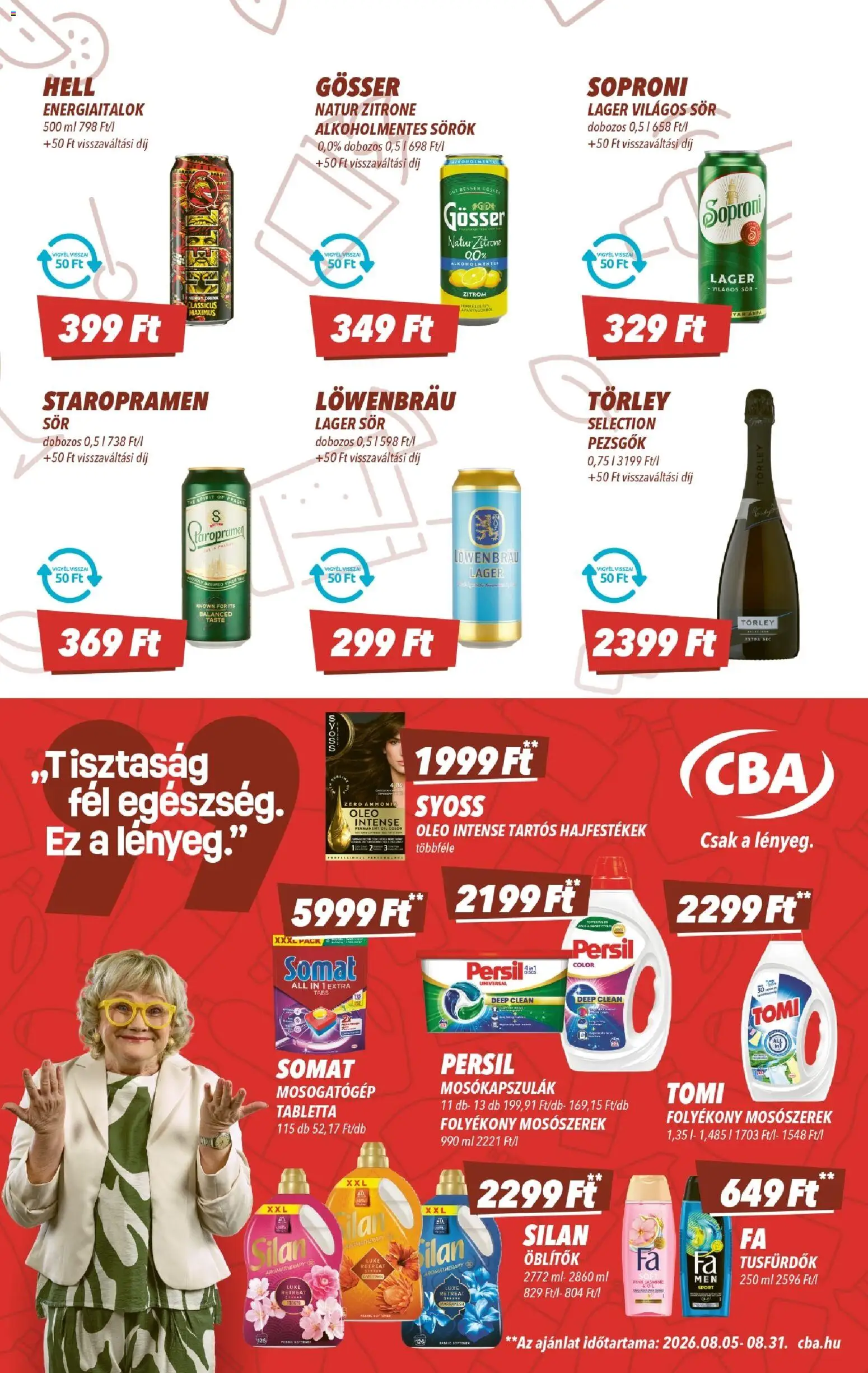 CBA akciós ujság - amely érvényes a következő dátumtól: 2026.08.13. | Oldal: 7 | Termékek: Syoss, Gösser, Staropramen, Világos sör