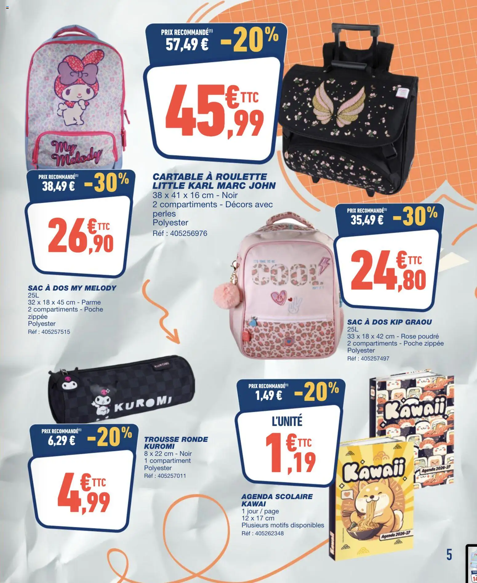 {H1} | Page: 5 | Produits: Sac, Poudre, Cartable, Sac à dos