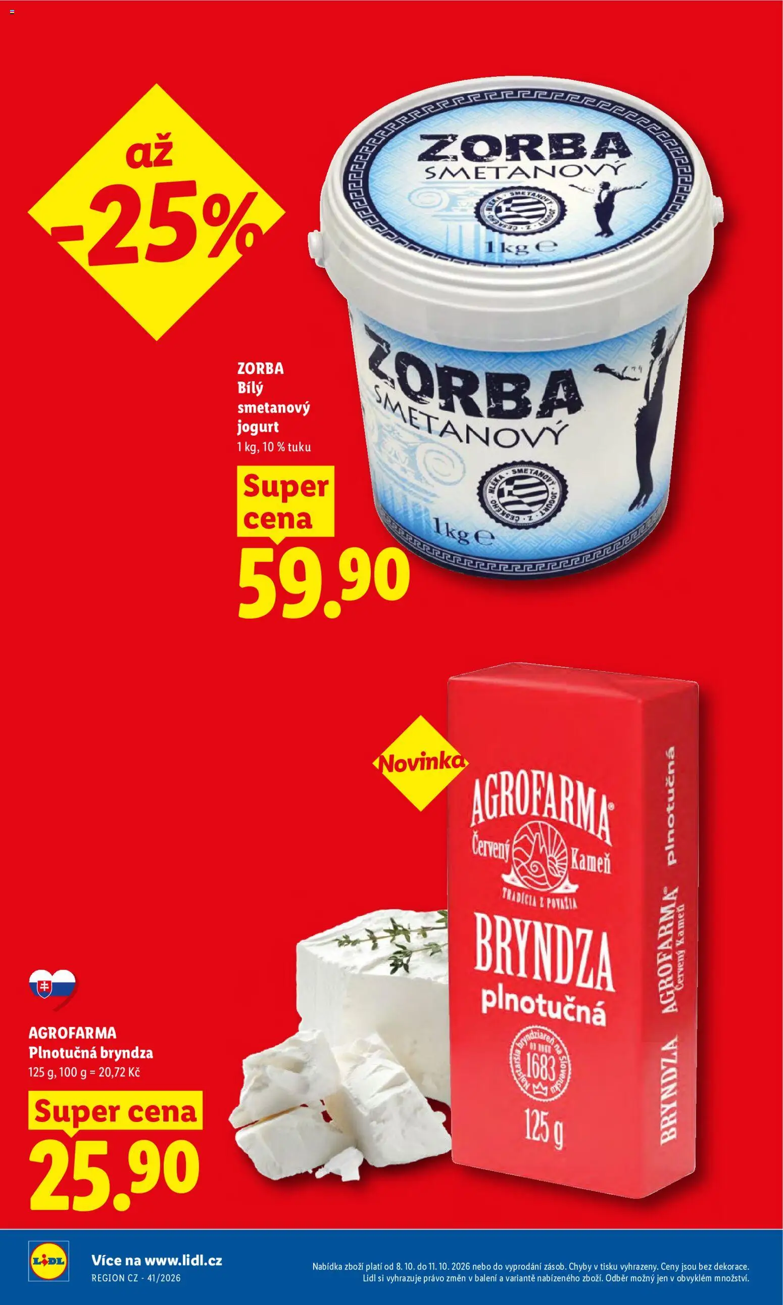 Lidl leták od 08.10.2026 | Strana: 8 | Produkty: Smetanový jogurt, Jogurt, Bryndza