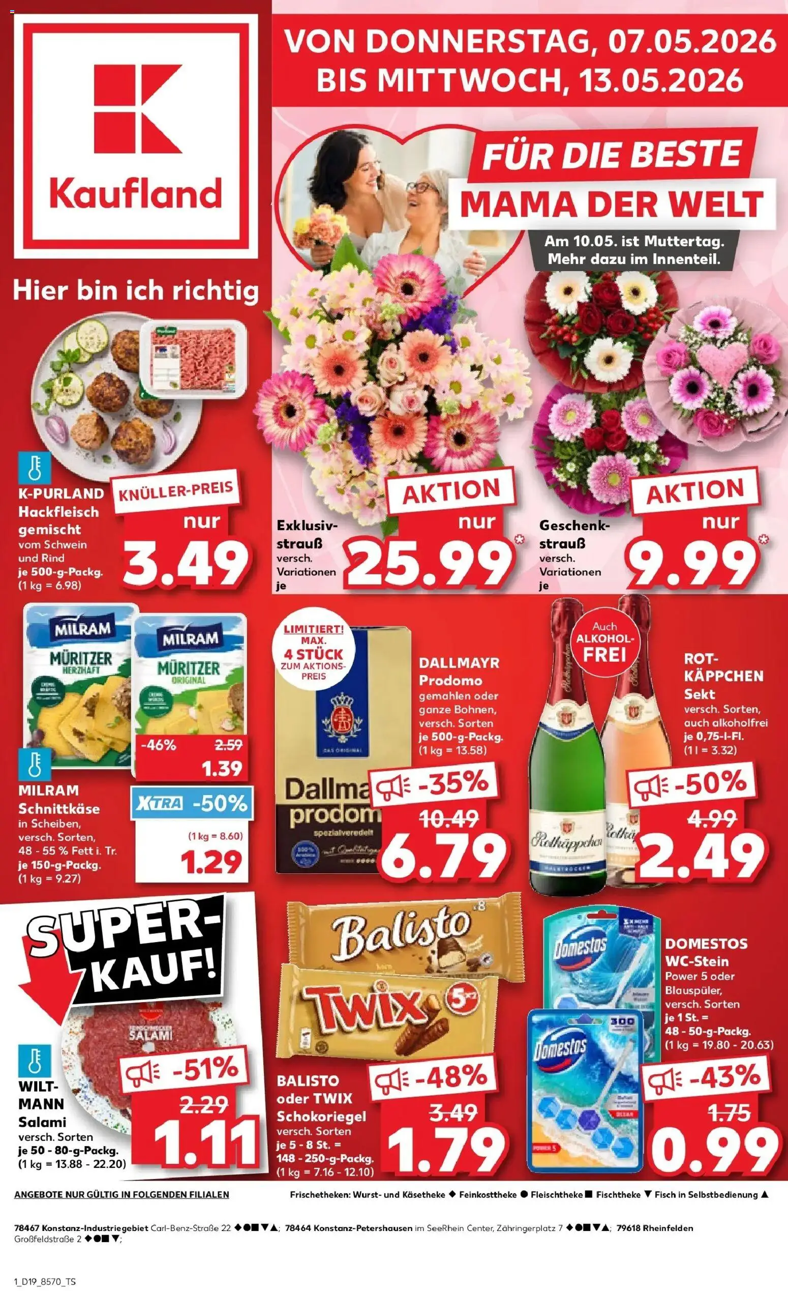 Kaufland Prospekt Konstanz	 – gültig ab 04.05.2026 | Seite: 6 | Produkte: Twix, Dallmayr, Salami, Hackfleisch
