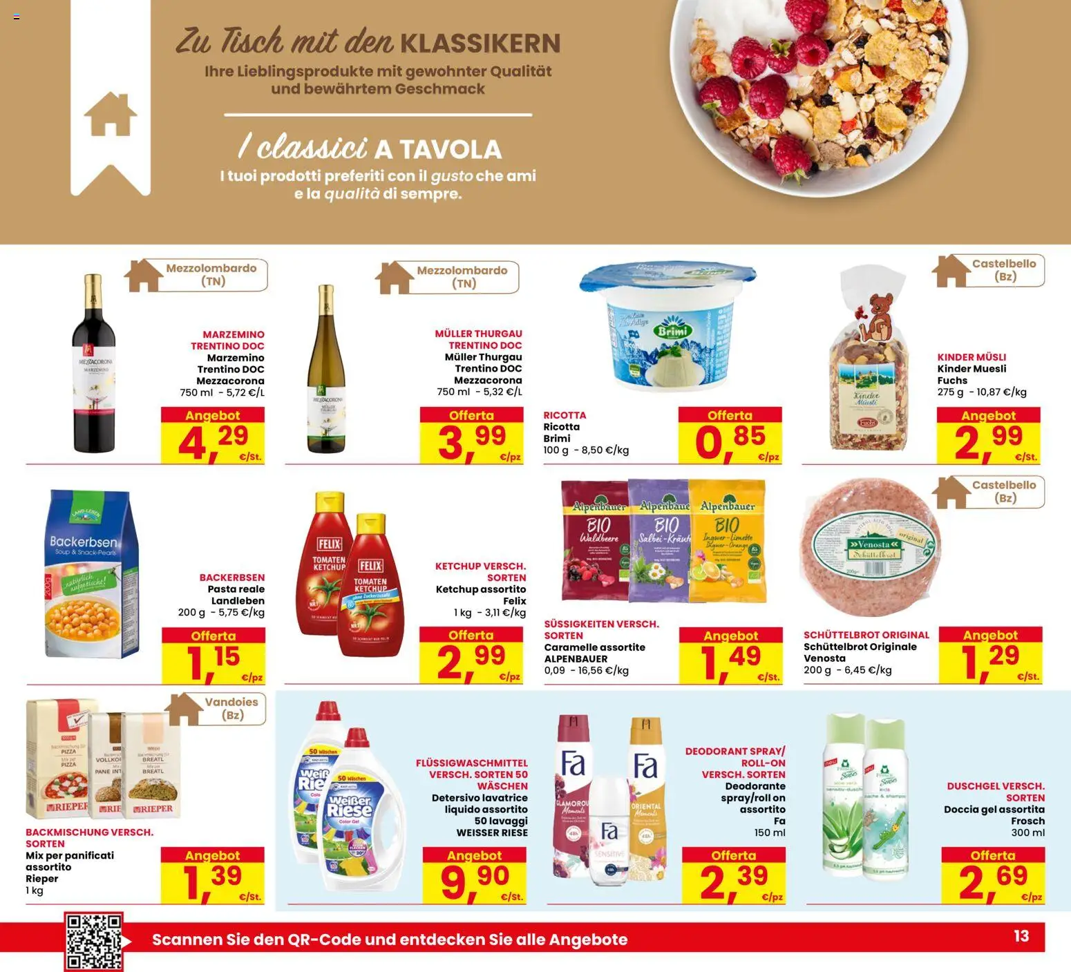 Volantino Eurospar del 17/09/2026 | Pagina: 13 | Prodotti: Pane, Pasta, Lavatrice, Doccia