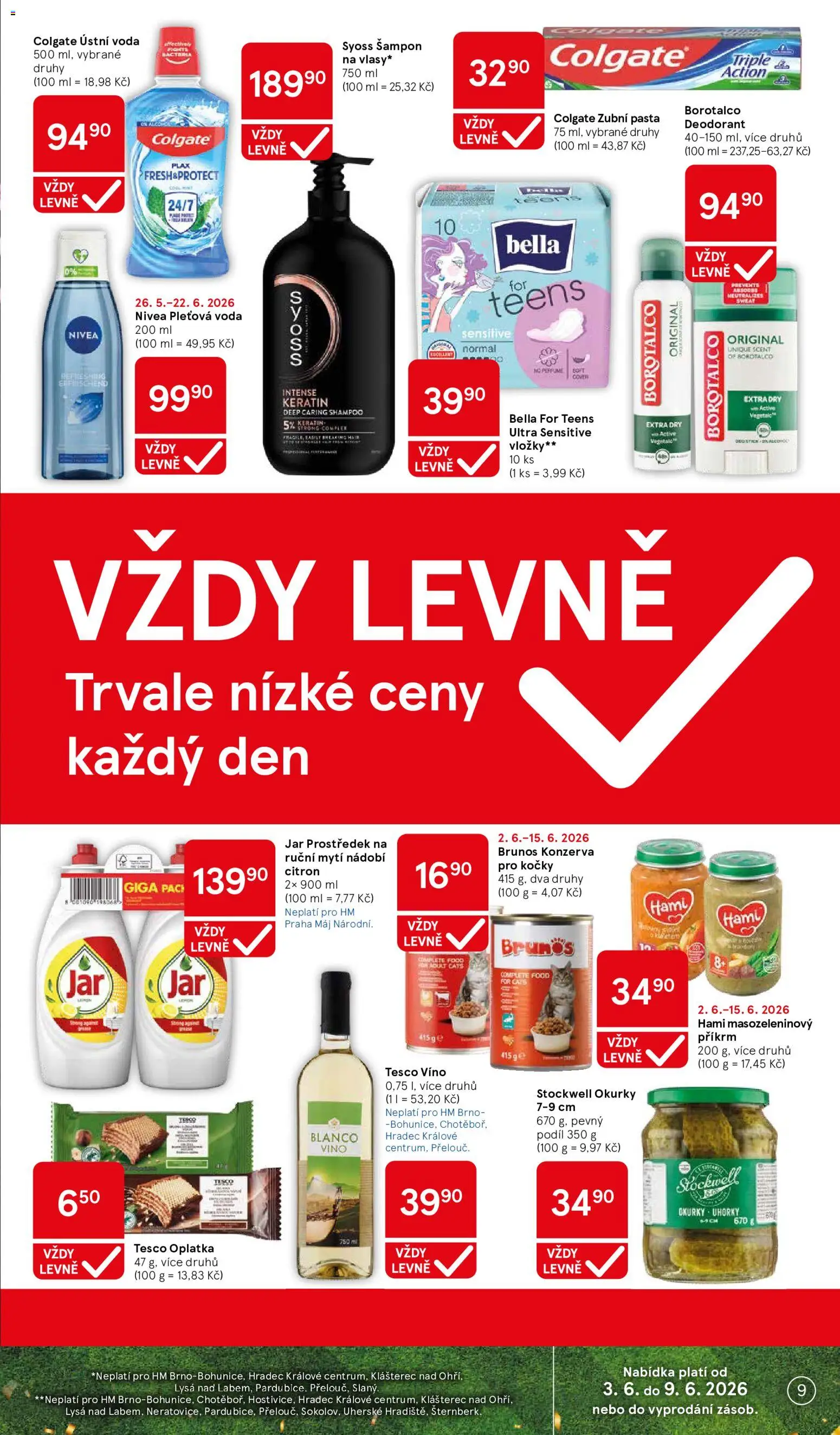 Tesco leták - Hypermarket od 03.06.2026 | Strana: 9 | Produkty: Deodorant, Nádobí, Příkrm, Šampon