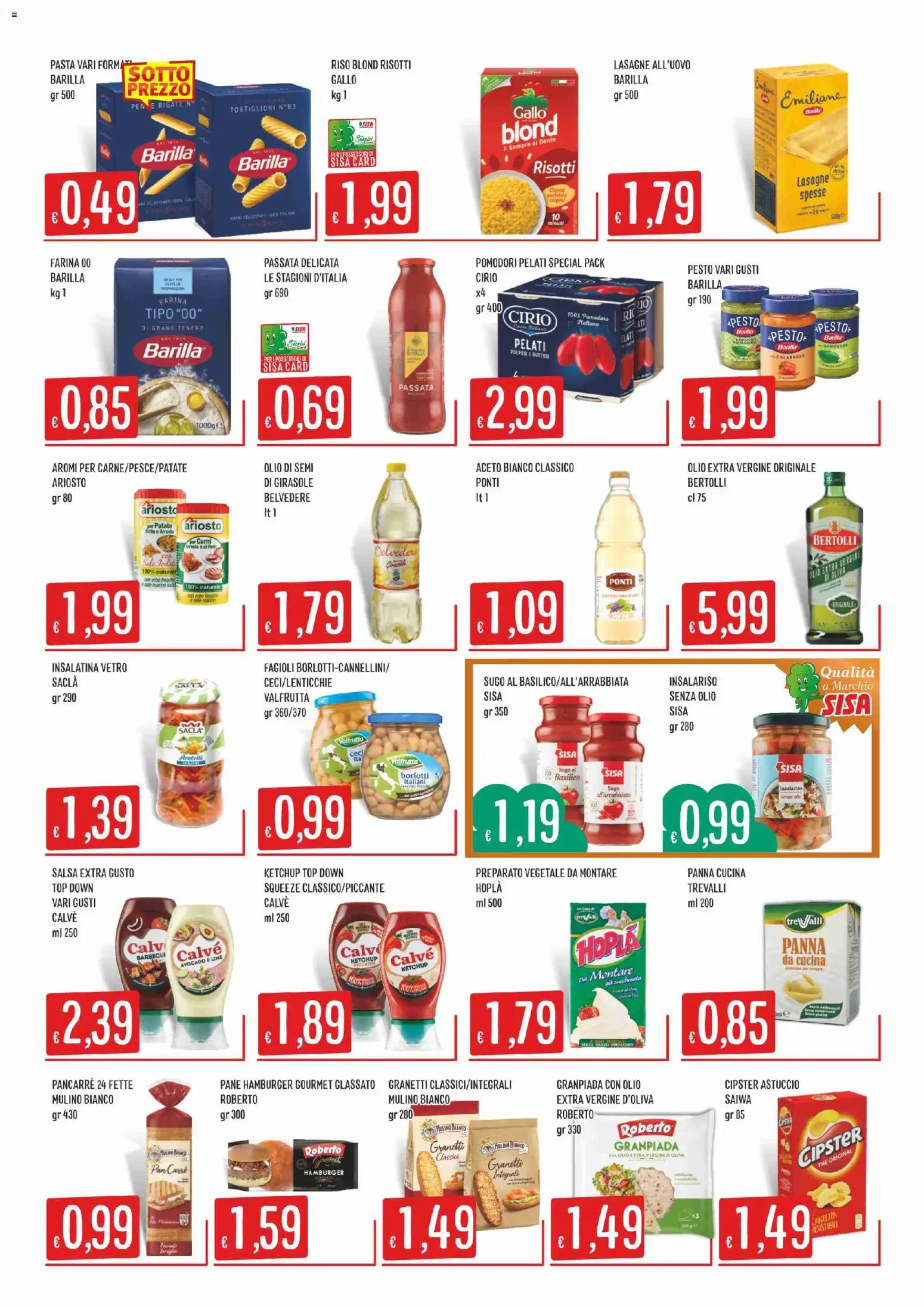 Volantino SISA del 06/08/2026 | Pagina: 6 | Prodotti: Fagioli, Olio, Farina, Pasta