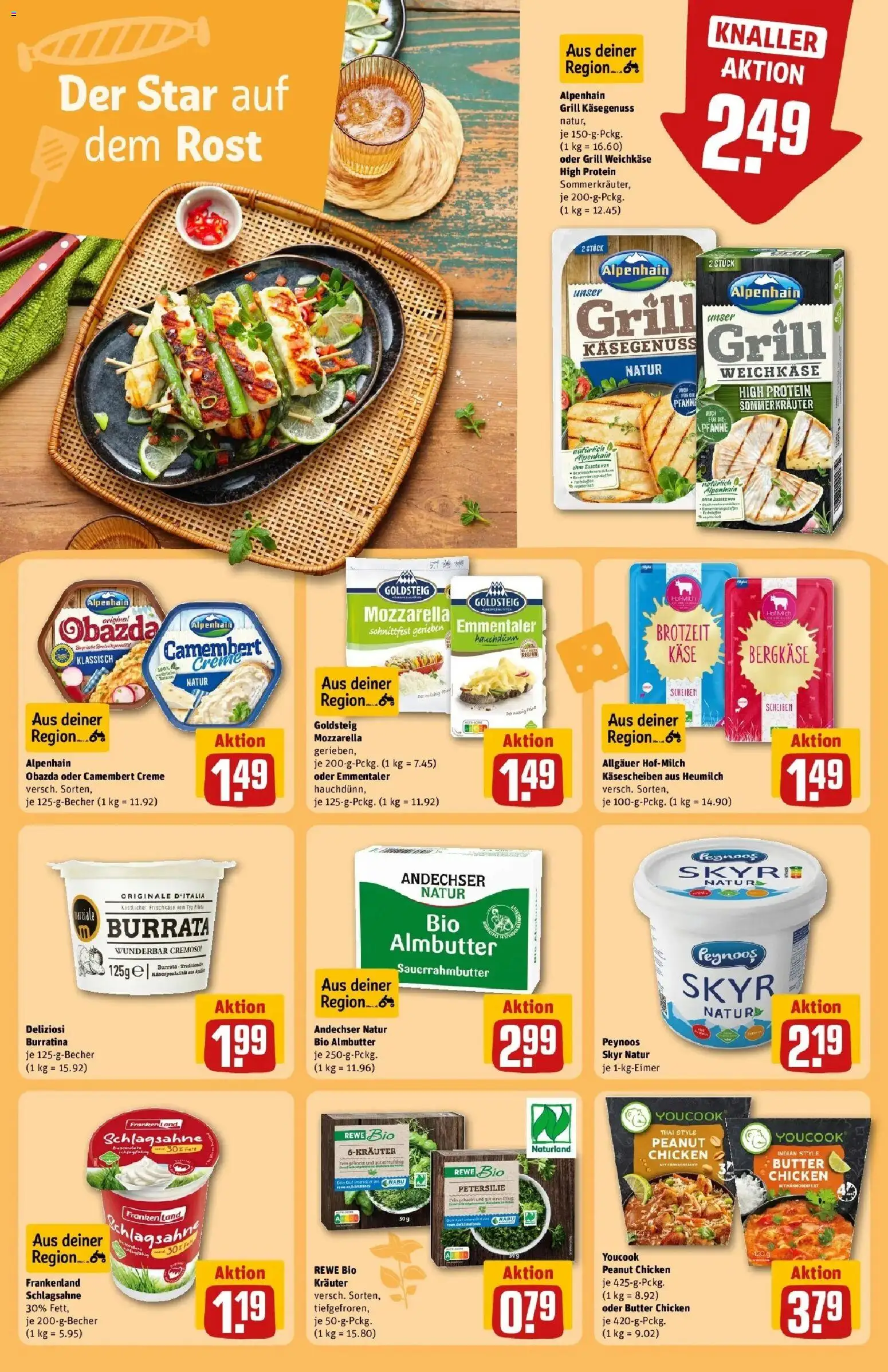 REWE Prospekt ab 17.08.2026 zum Blättern » Angebote | Seite: 21 | Produkte: Schlagsahne, Käse, Mozzarella, Creme
