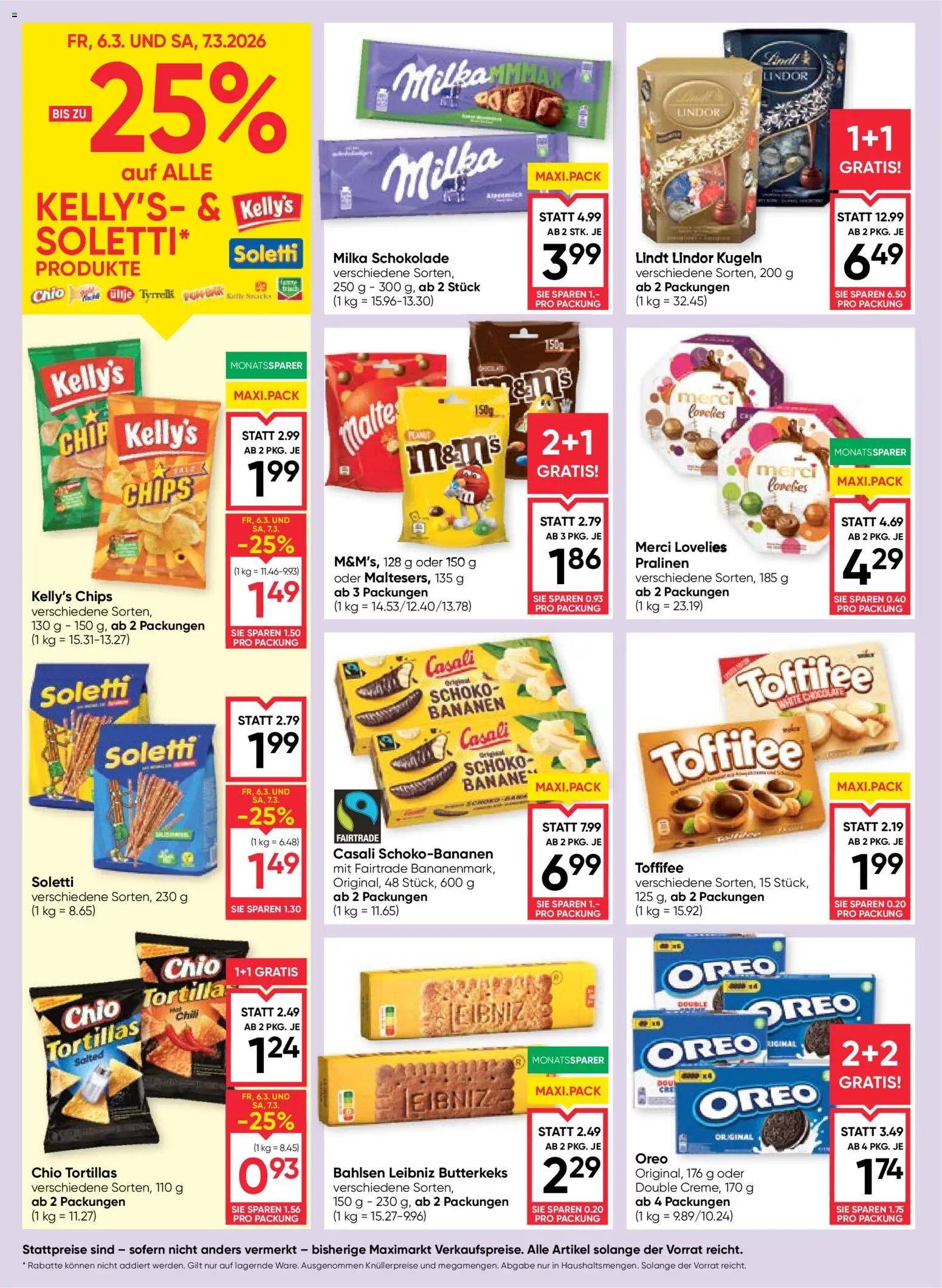 Maximarkt Flugblatt gültig ab 05.03.2026 | Seite: 12 | Produkte: Chips, Chili, Schokolade, Bananen