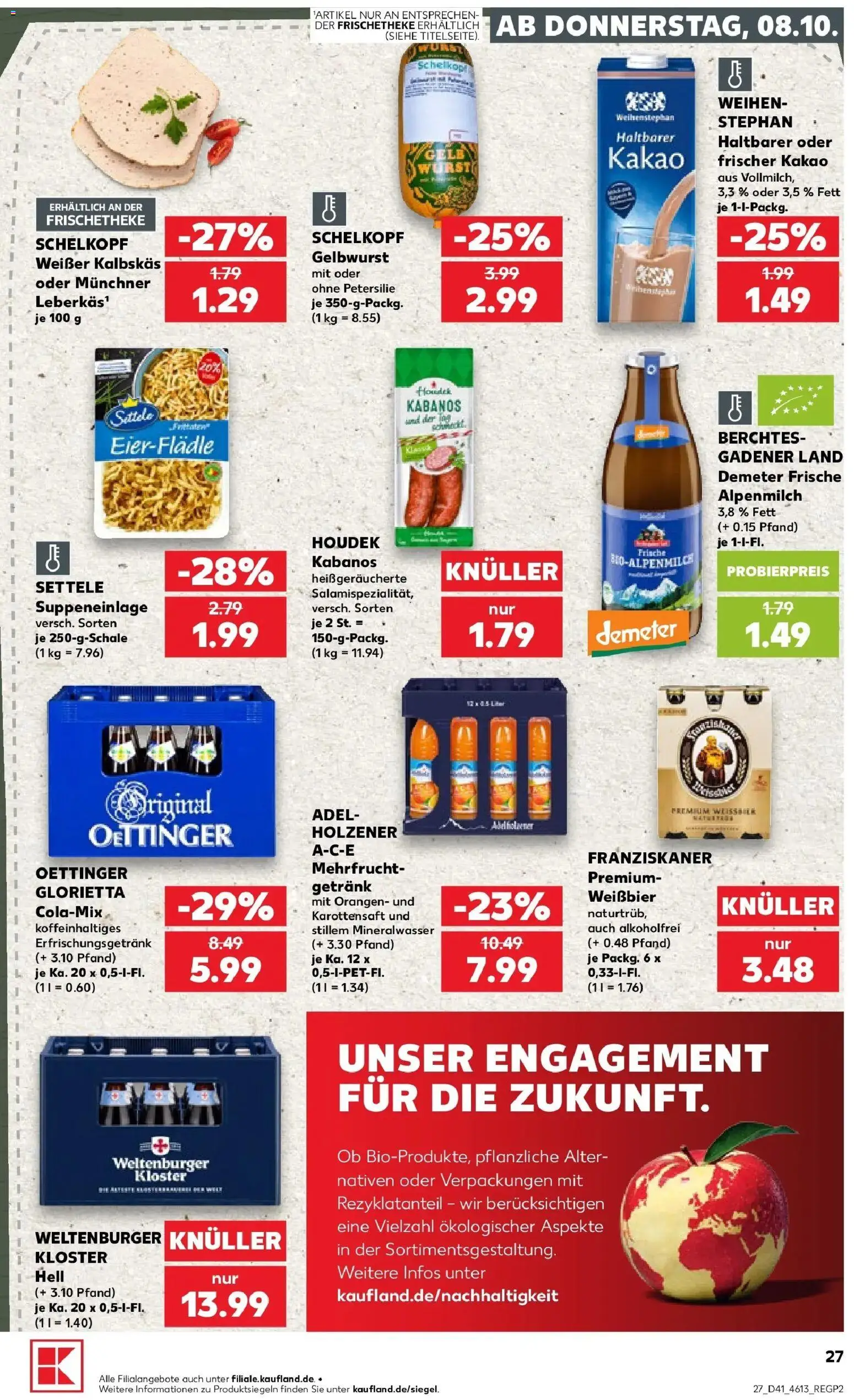 Prospekt Kaufland ab 08.10.2026 » Angebote Online zum Blättern | Seite: 27 | Produkte: Franziskaner, Orangen, Oettinger, Petersilie