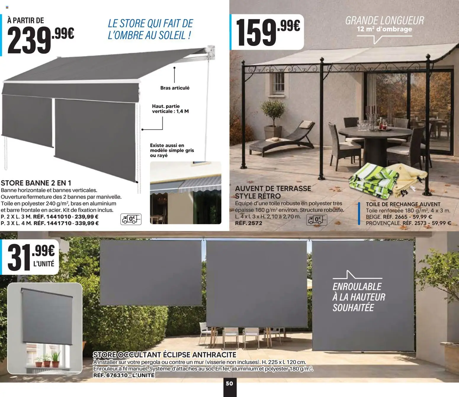 {H1} | Page: 50 | Produits: Store, Pergola
