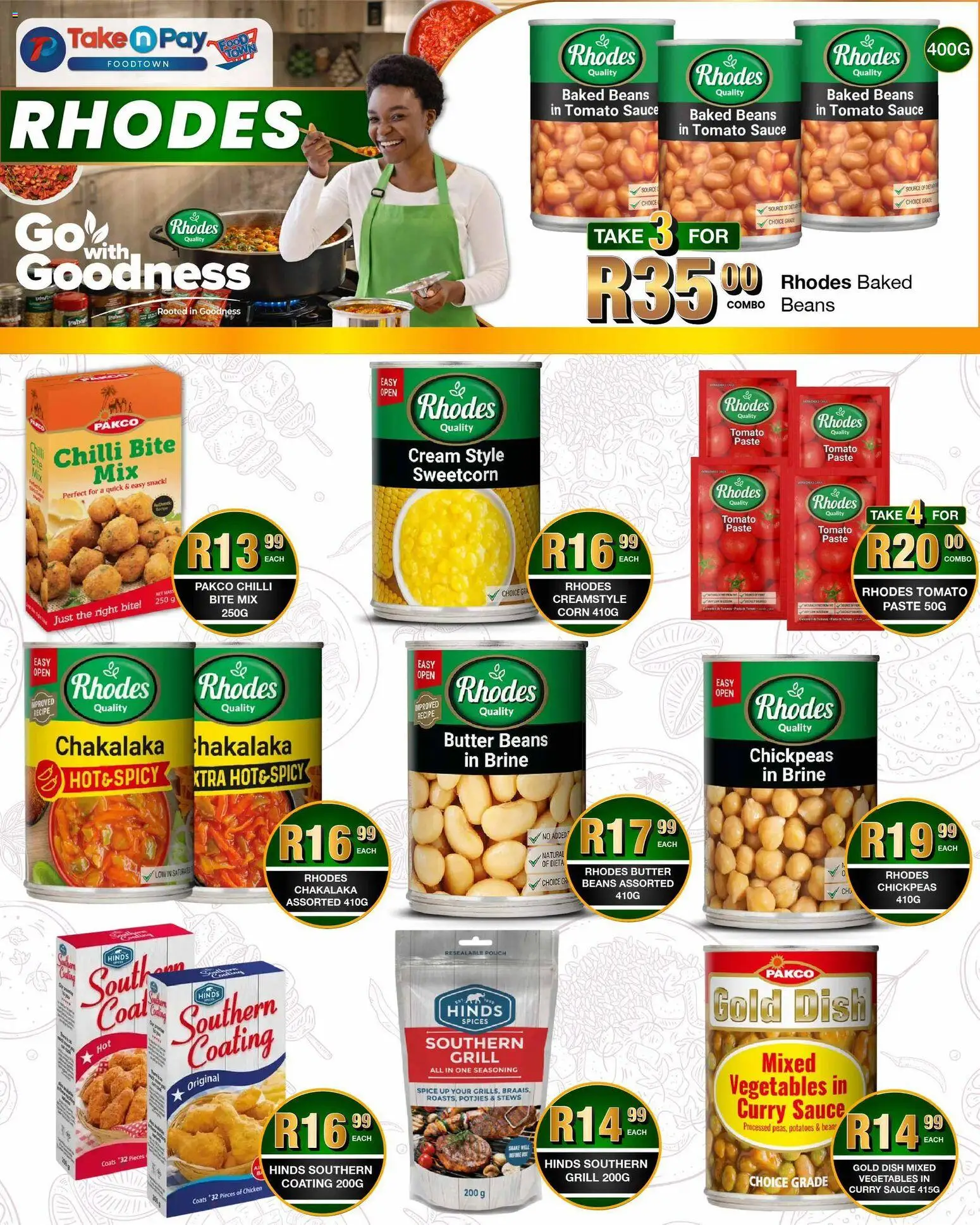New Take n Pay catalogue – valid from 20.04.2026 | Page: 14 | Products: Corn, Beans, Grill, Sauce