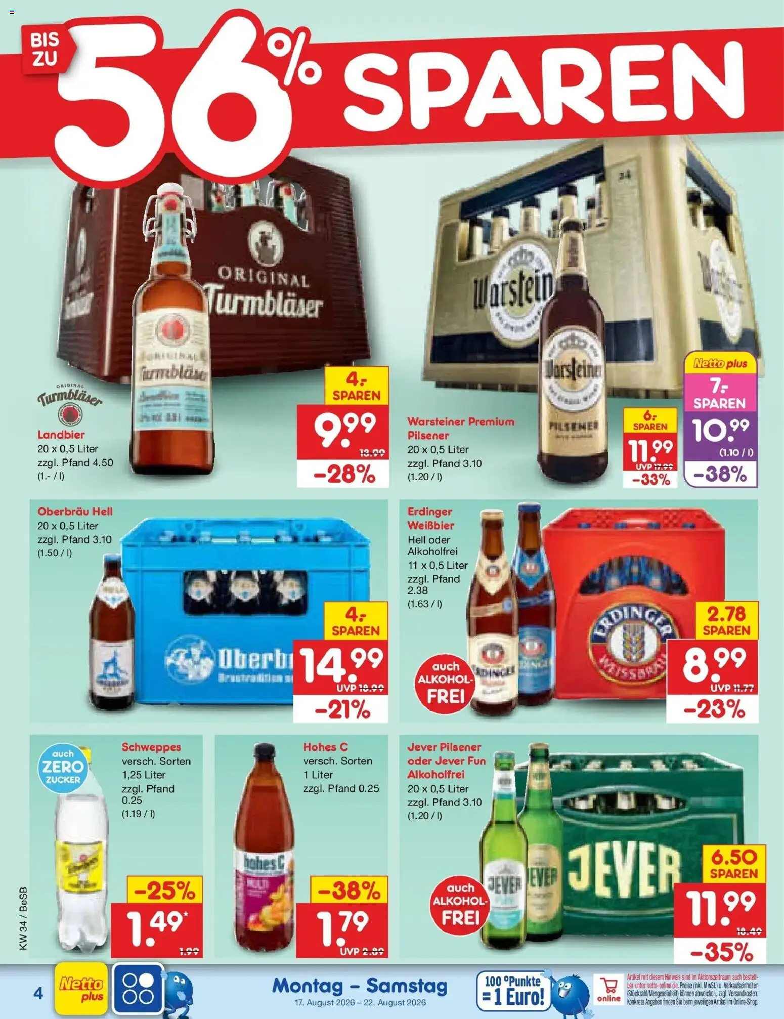 Netto Marken-Discount Prospekt Kremmen – gültig ab 17.08.2026 | Seite: 6 | Produkte: Erdinger, Zucker, Warsteiner, Jever