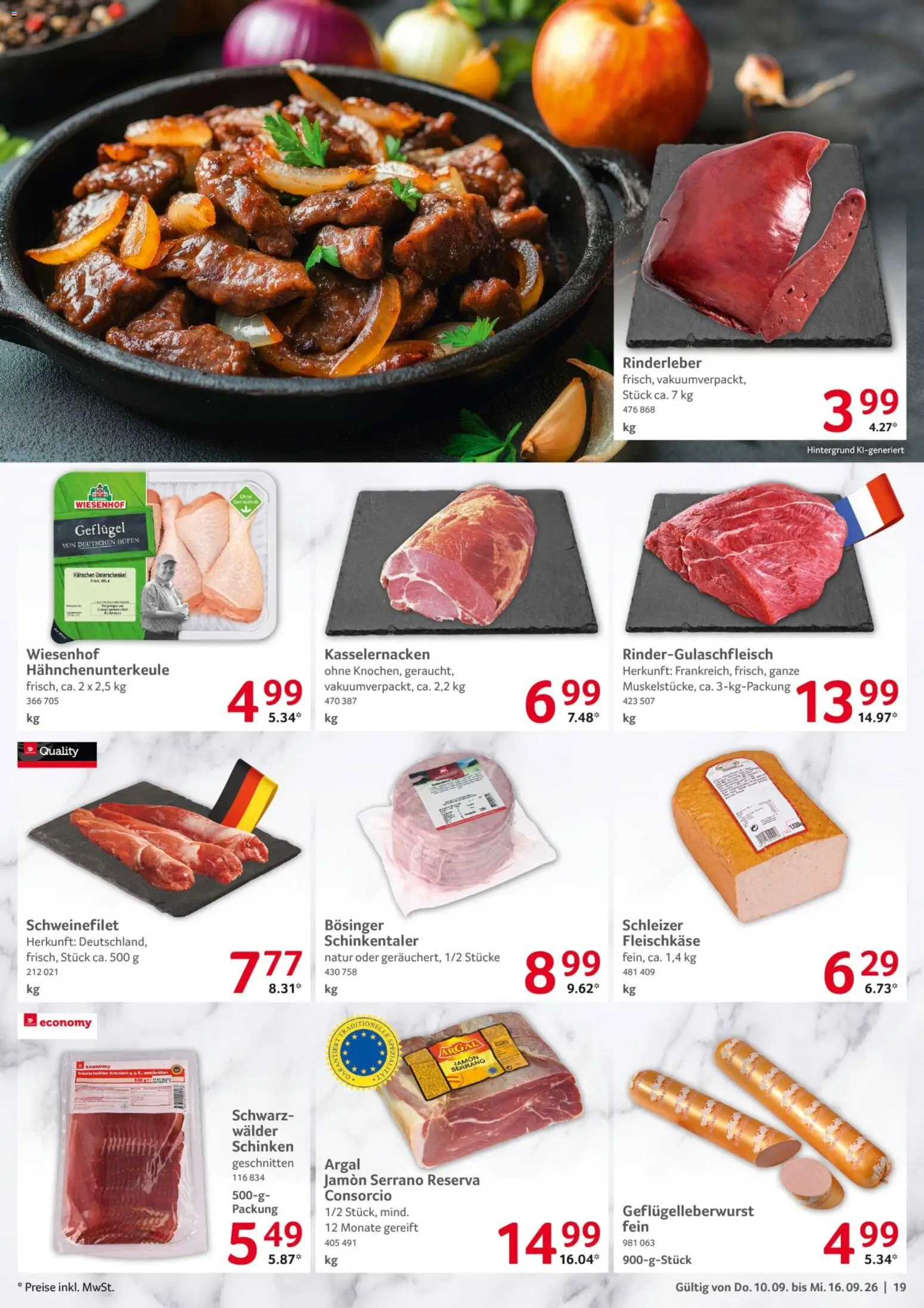 Selgros Prospekt – gültig ab 10.09.2026 | Seite: 19 | Produkte: Hahnchen, Schweinefilet, Schinken
