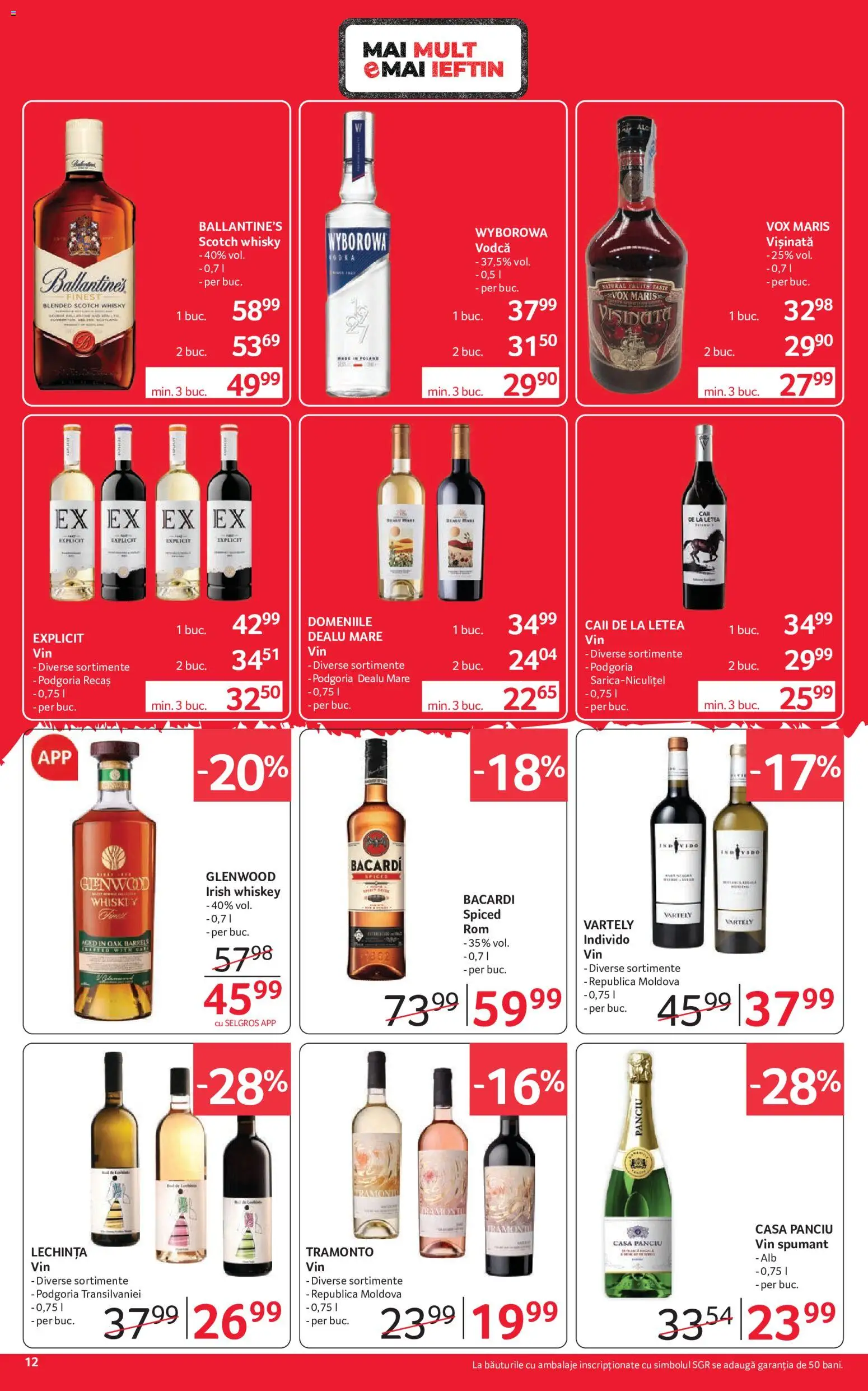 Noul catalog Selgros – valabil de la 18.09.2026 | Pagină: 12 | Produse: Scotch Whisky, Vin spumant, Ballantine's, Whiskey