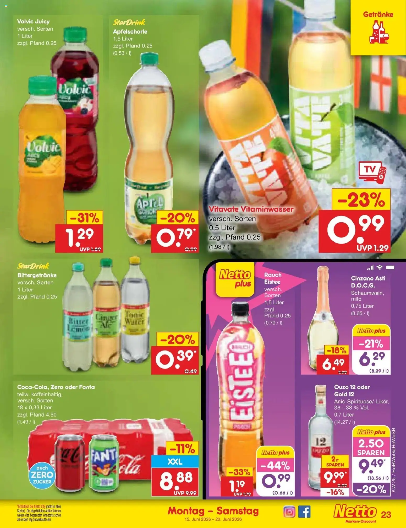 Netto Marken-Discount Prospekt Hamburg – gültig ab 15.06.2026 | Seite: 31 | Produkte: Ouzo 12, Fanta, Ouzo, Volvic