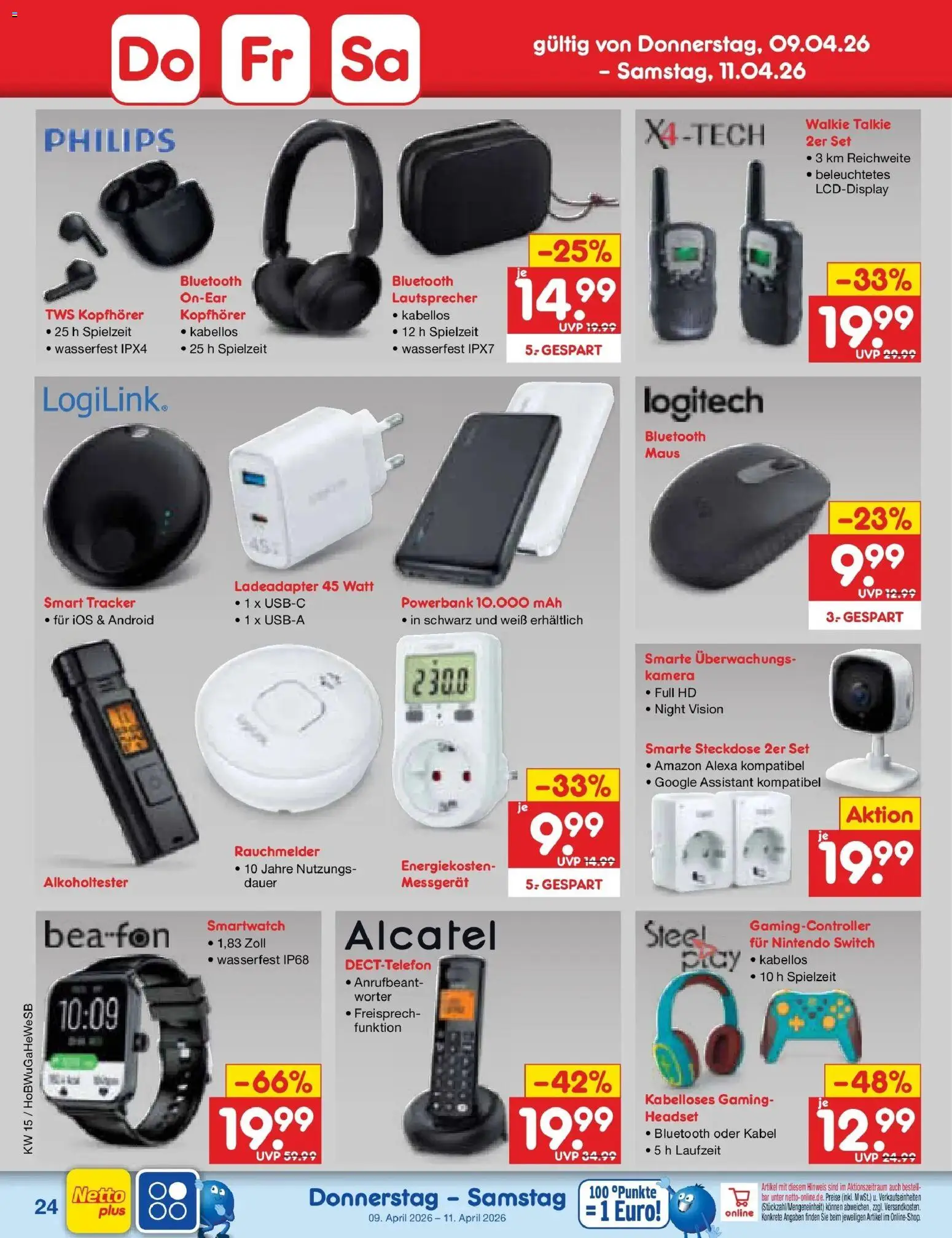 Netto Marken-Discount Prospekt Hamburg	 – gültig ab 07.04.2026 | Seite: 34 | Produkte: Kamera, Smartwatch, Steckdose, Powerbank