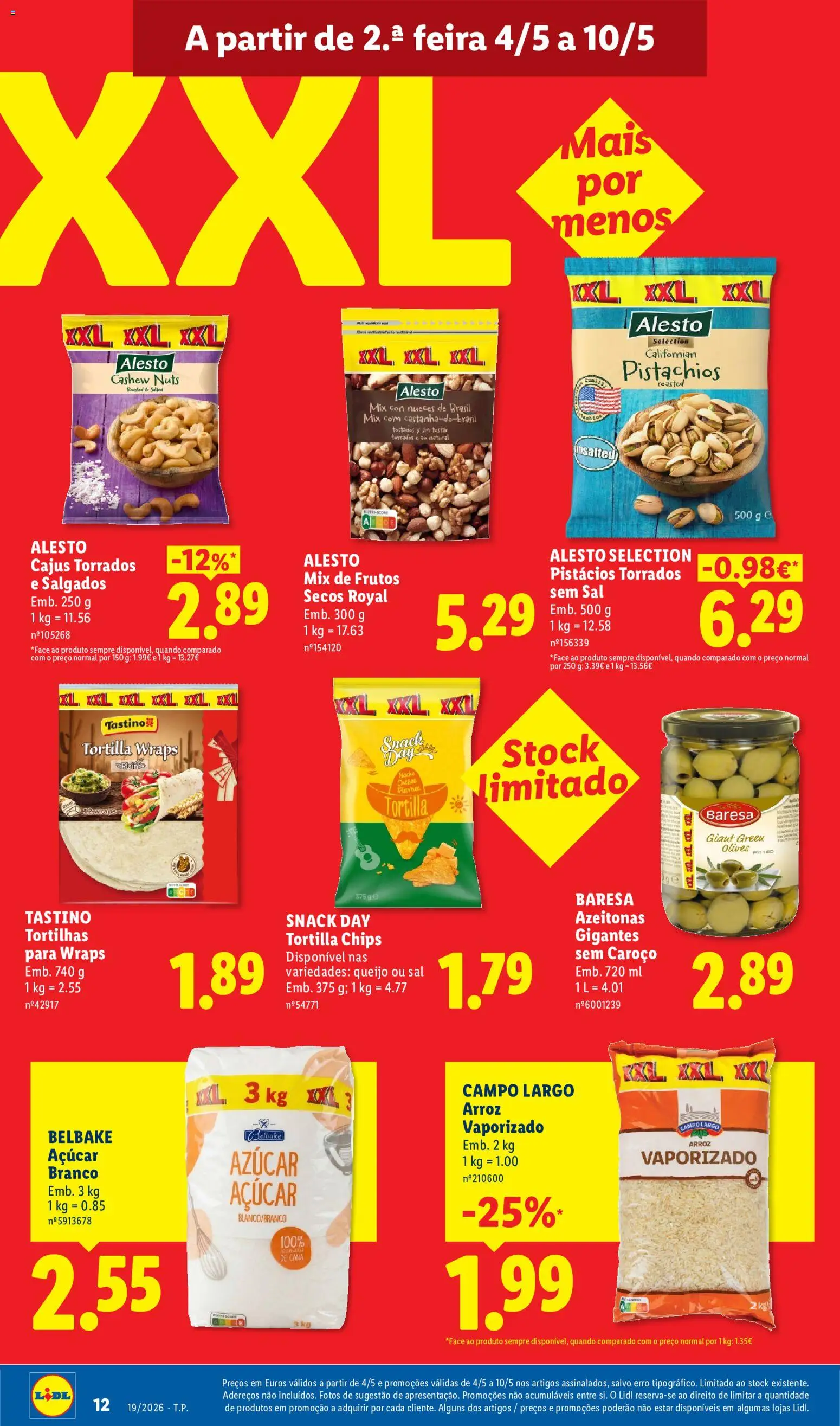 Lidl folheto │ válido de 04.05.2026 | Página: 12 | Produtos: Azeitonas, Sal, Arroz, Açúcar