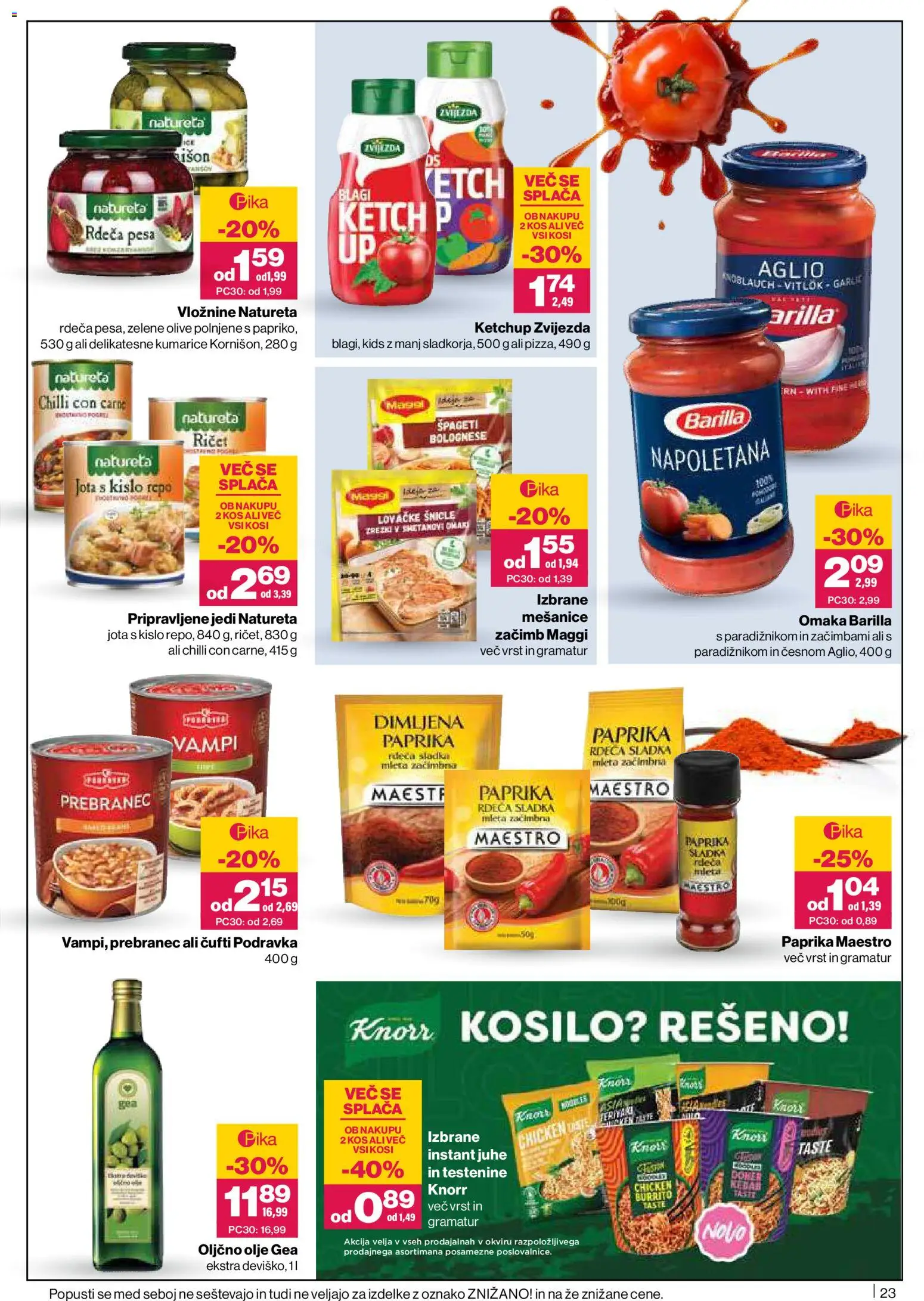 Novi Mercator katalog ponudbe – veljaven od 26.06.2026 | Stran: 23 | Izdelki: Paprika, Olive, Top doble cara, Spageti