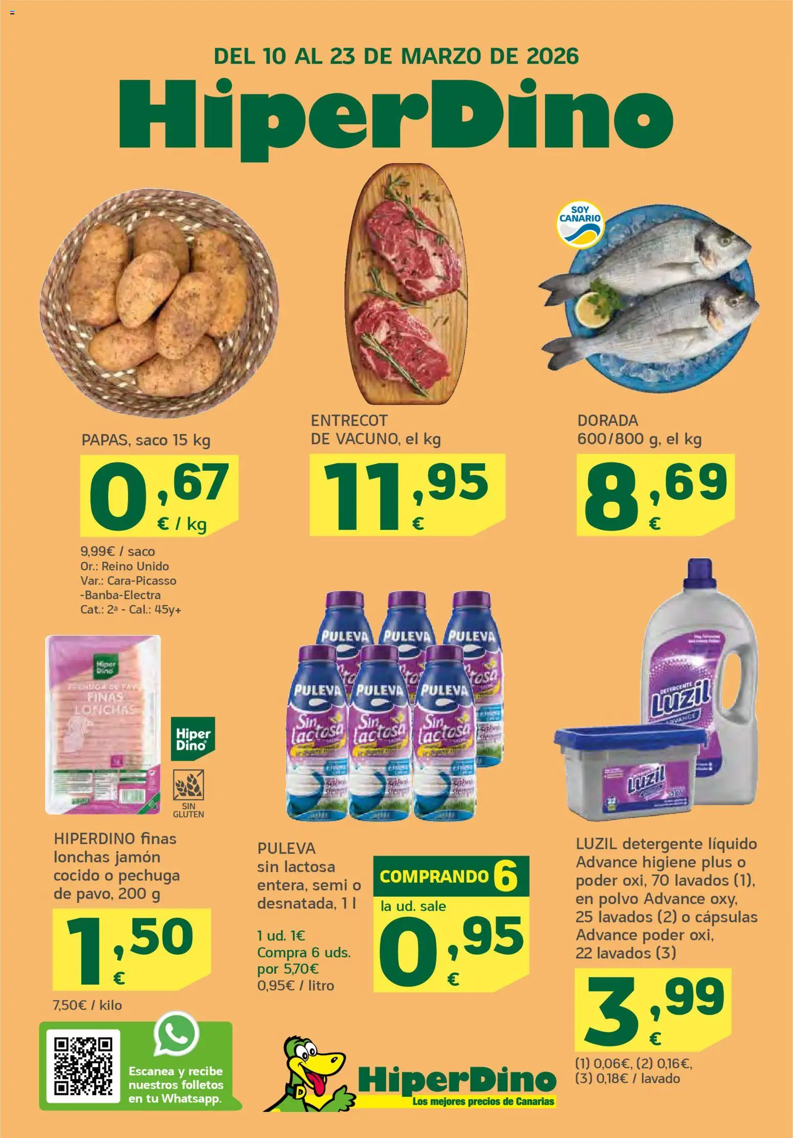 HiperDino folleto │ válido desde el 10.03.2026 | Página: 1 | Productos: Polvo, Detergente, Jamón, Detergente líquido