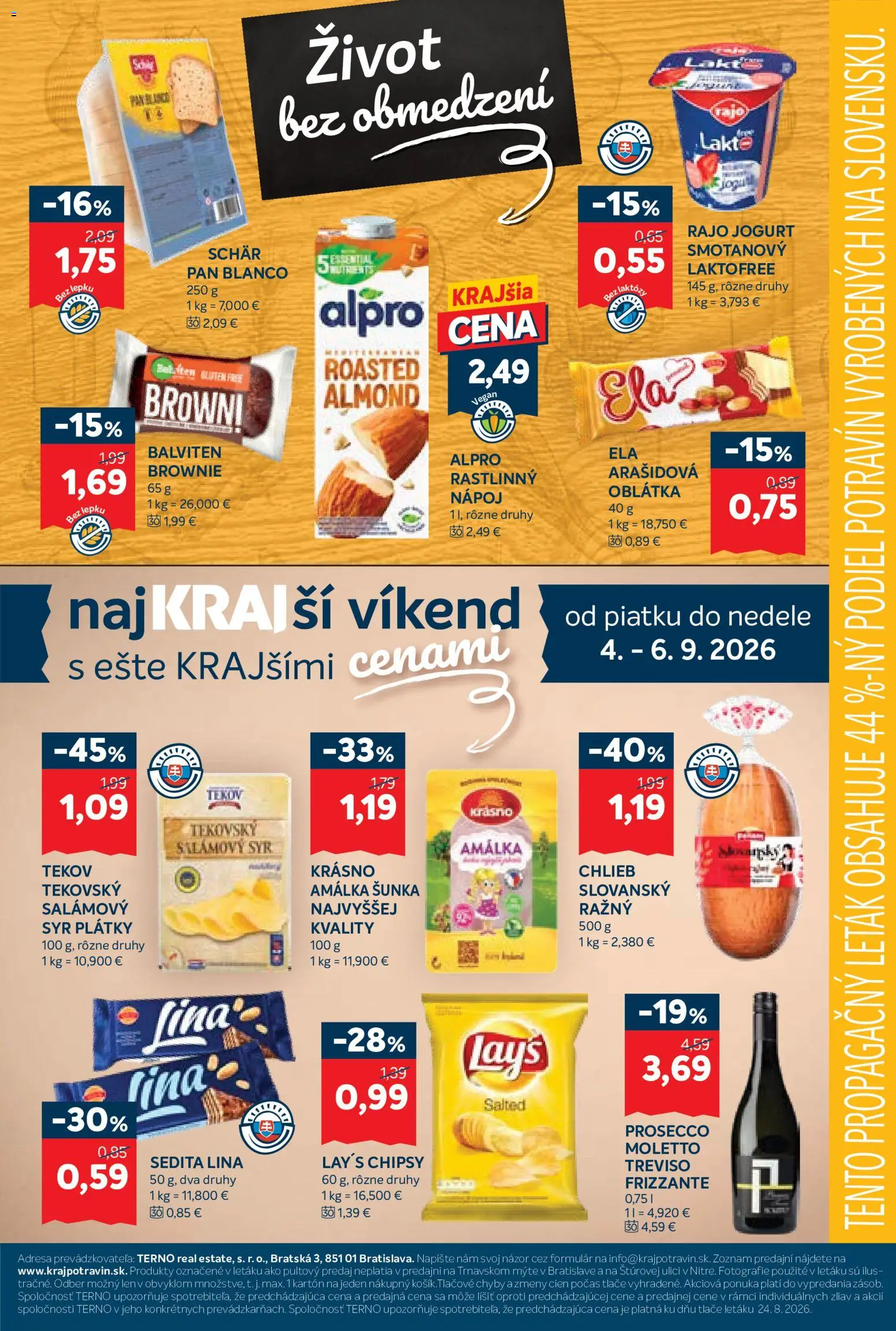 Nové Kraj akcie – leták je platný od 03.09.2026 | Strana: 17 | Produkty: Syr, Šunka, Prosecco, Alpro