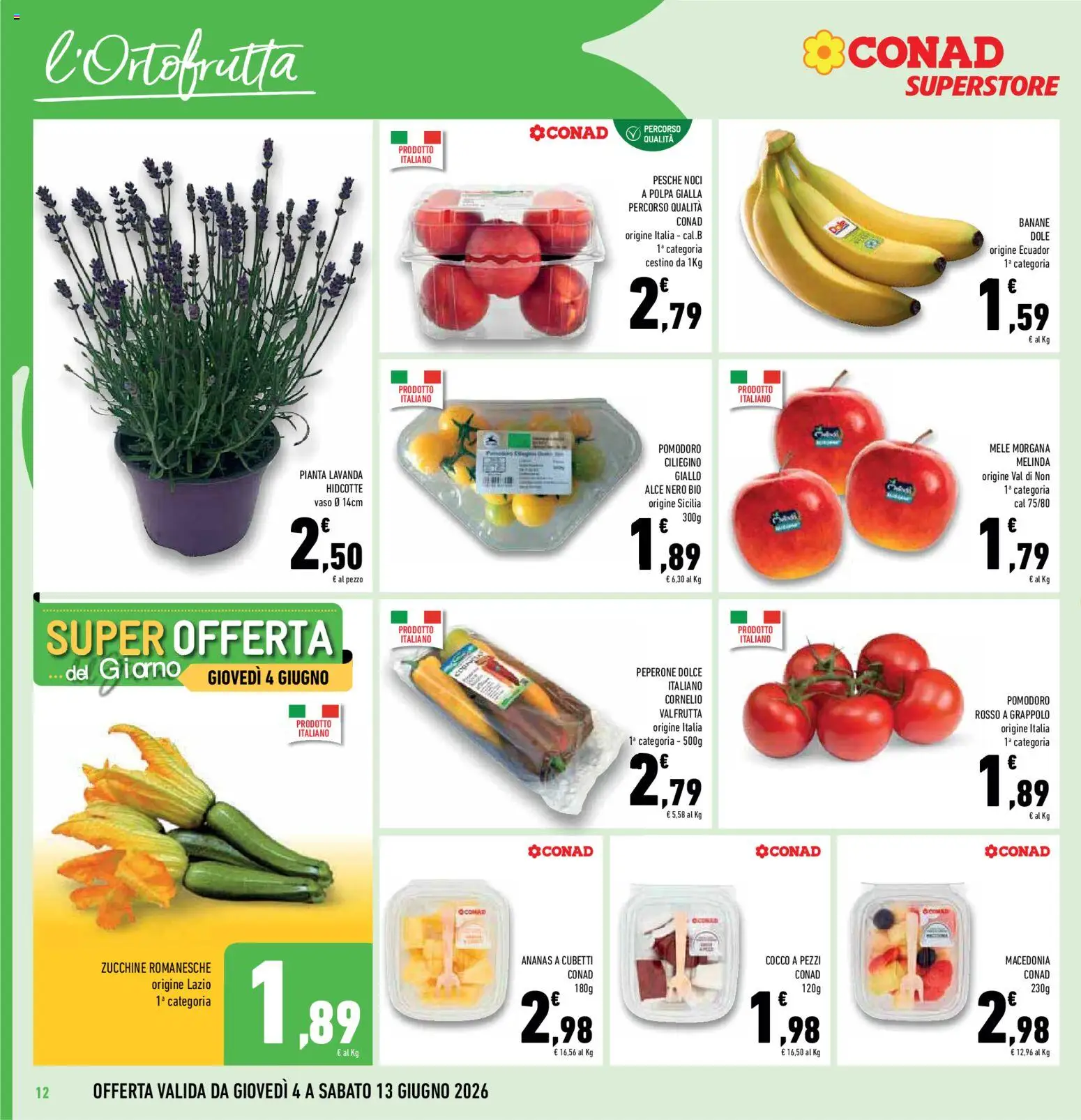 Volantino Conad del 04.06.2026 | Pagina: 12 | Prodotti: Mele, Banane, Ananas, Cestino