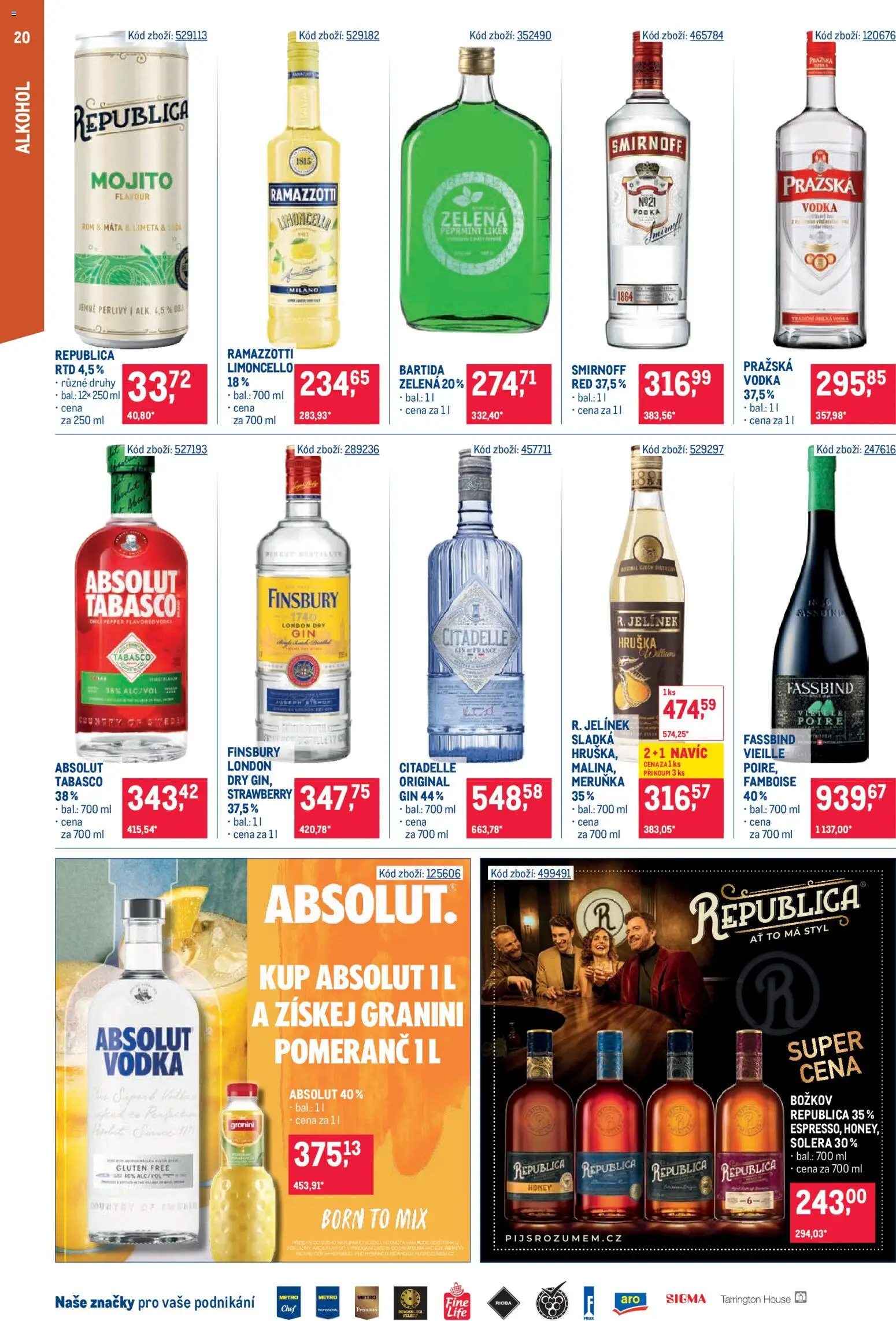 Makro leták - Gastronomie distribuce od 11.08.2026 | Strana: 20 | Produkty: Rum, Mojito, Limoncello, Jelínek