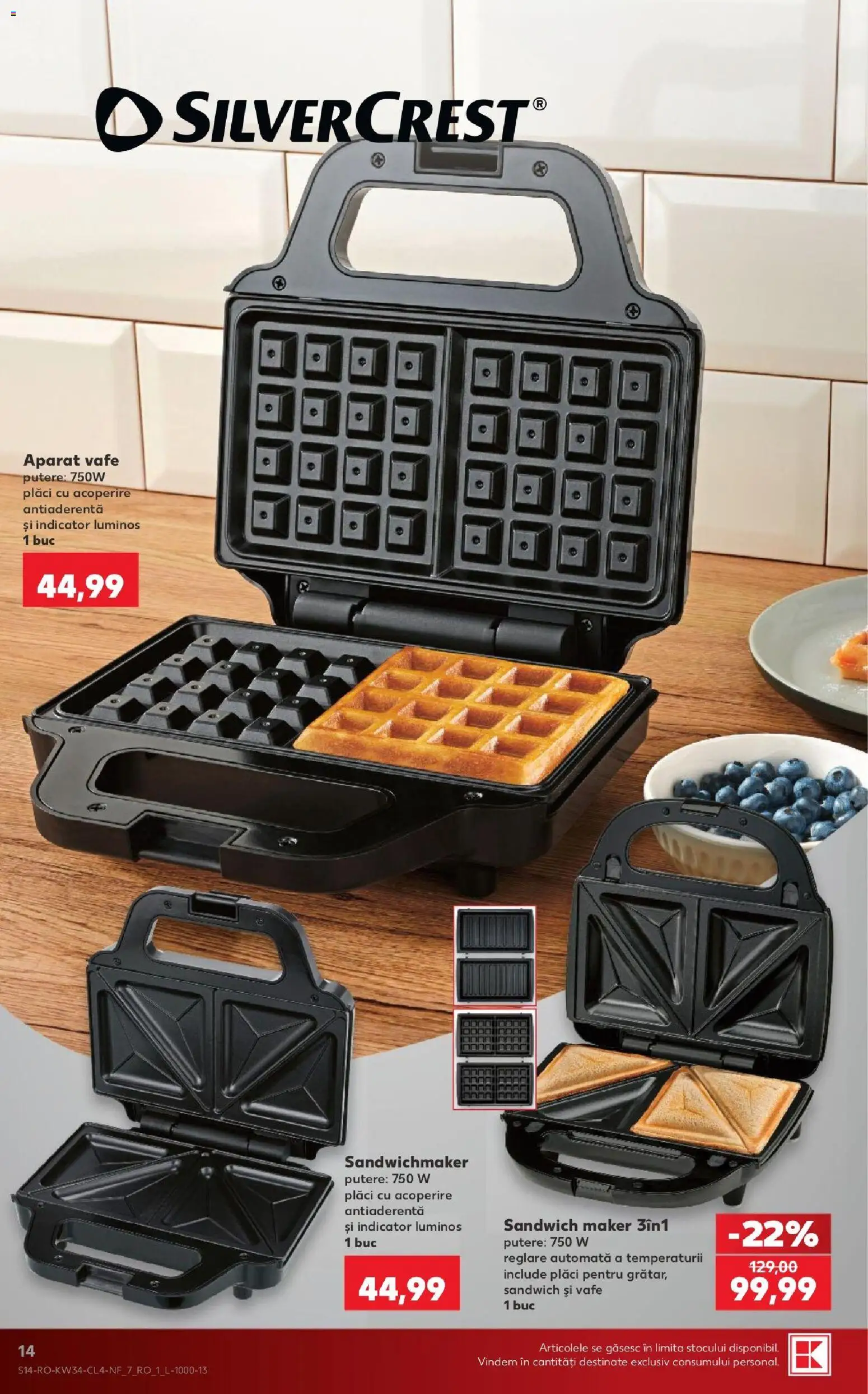 Noul catalog Kaufland – valabil de la 19.08.2026 | Pagină: 14 | Produse: Sandwichmaker, Aparat vafe, Vafe, Aparat