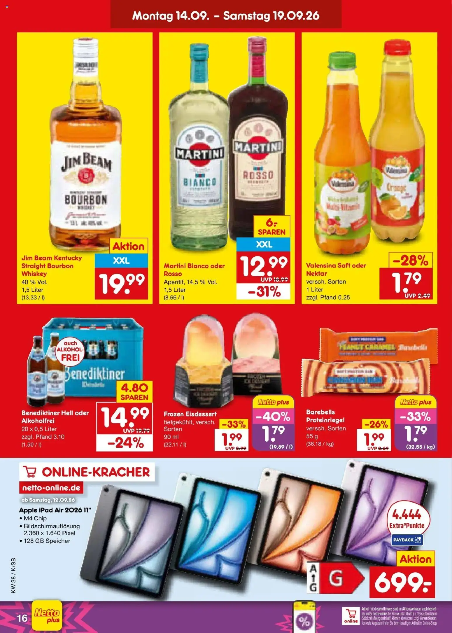 Netto Marken-Discount Prospekt Baesweiler – gültig ab 14.09.2026 | Seite: 24 | Produkte: Martini, Benediktiner hell, Apple, Saft