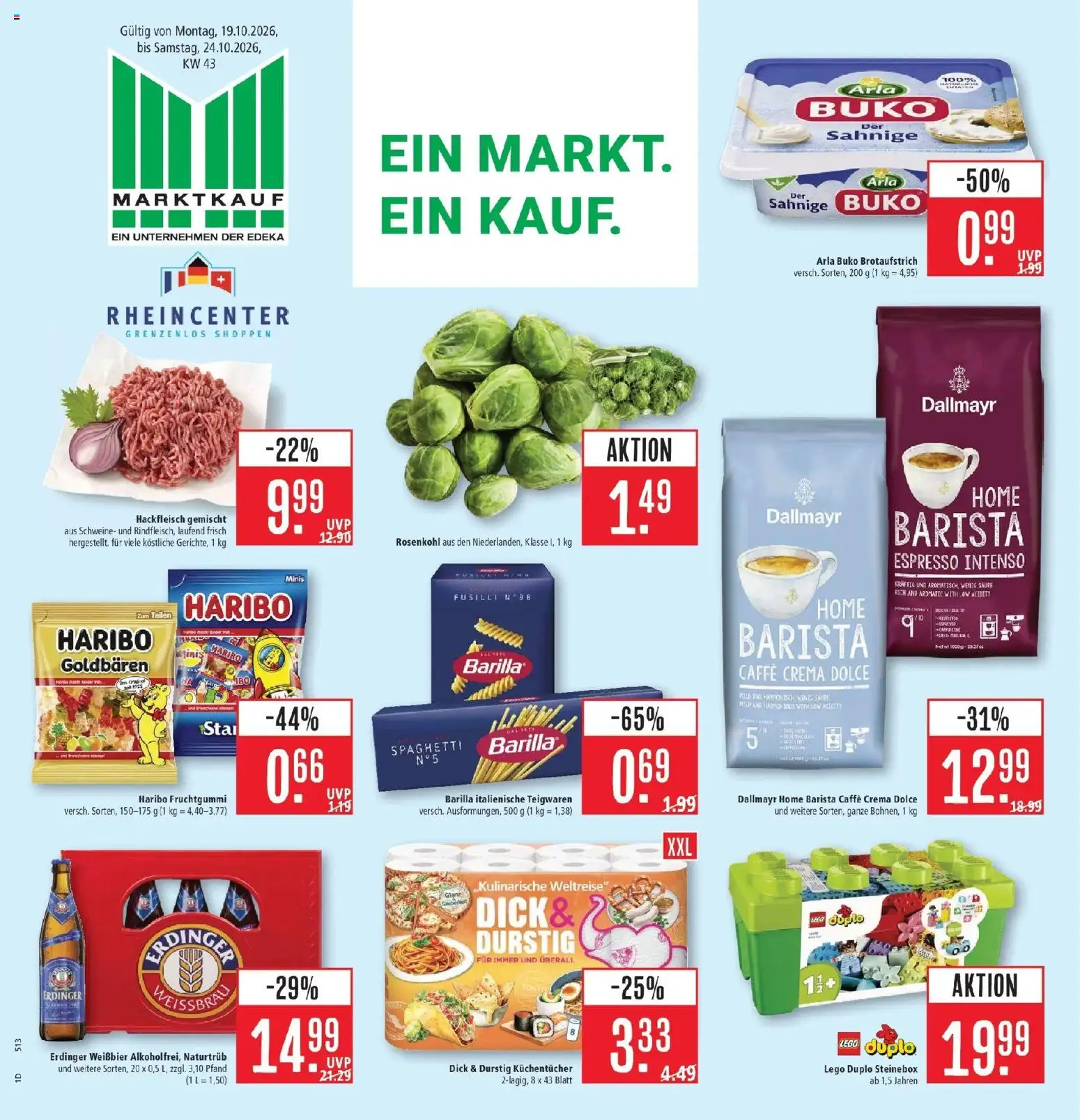 Marktkauf Prospekt Weil Am Rhein (ab 19.10.2026) » Angebote online | Seite: 1 | Produkte: Erdinger, Haribo, Spaghetti, Hackfleisch