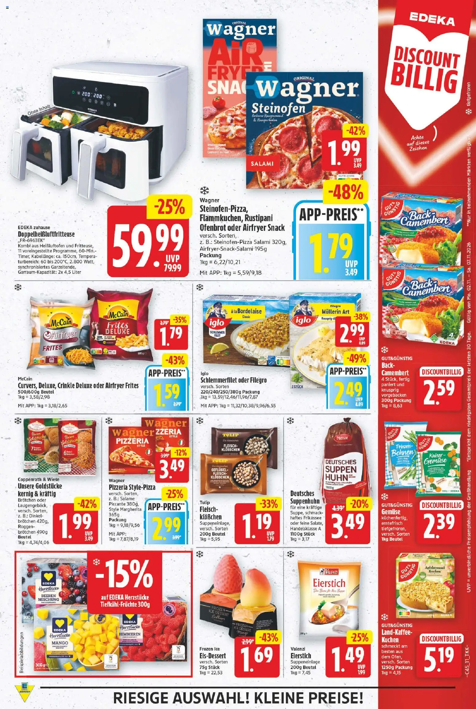 E center Prospekt – gültig ab 02.11.2026 | Seite: 11 | Produkte: Himbeeren, McCain, Camembert, Salami
