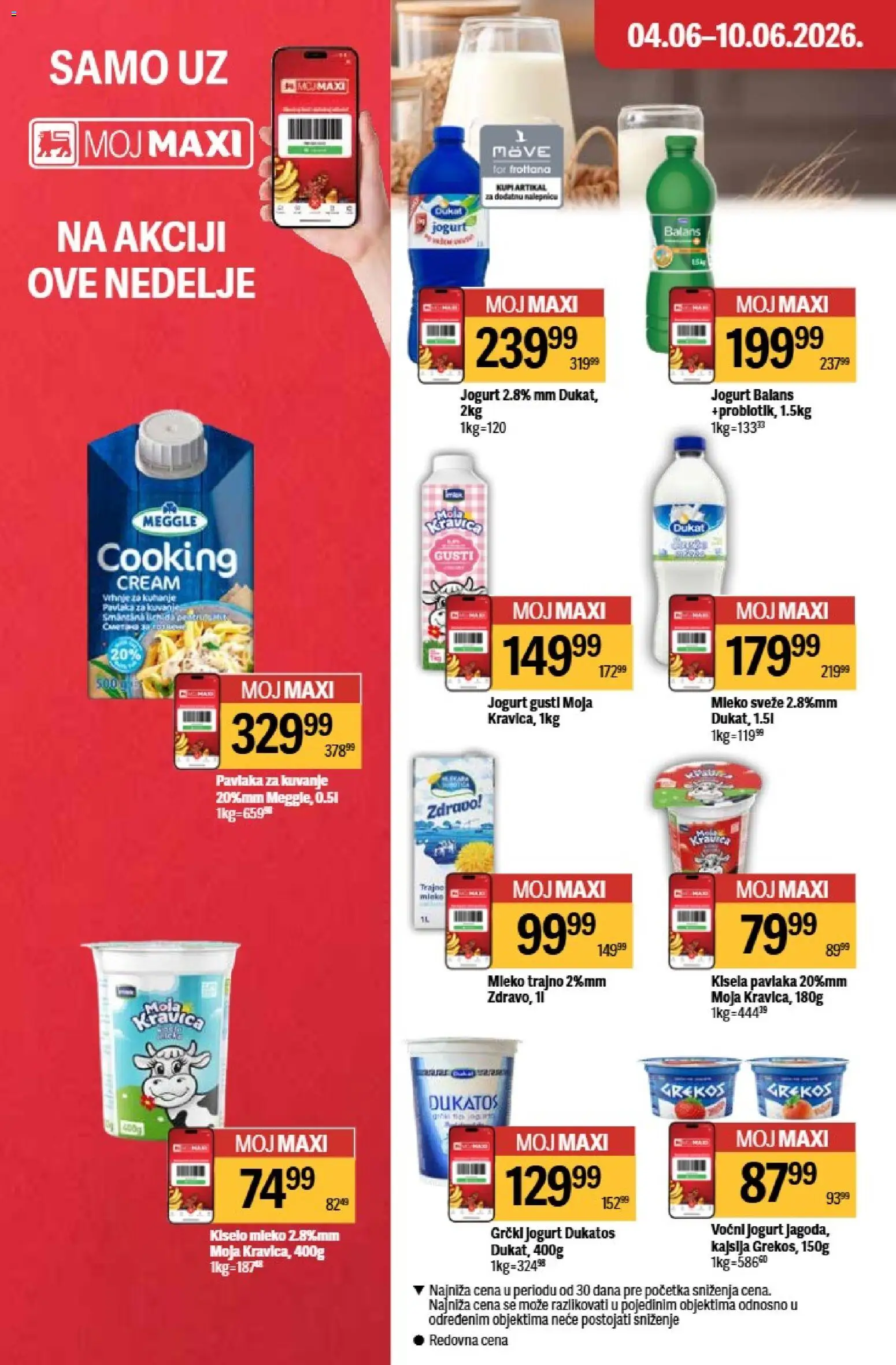 Maxi katalog - važi od 04.06.2026 | Strana: 18 | Proizvode: Kiselo mleko, Dukatos, Mleko, Pavlaka