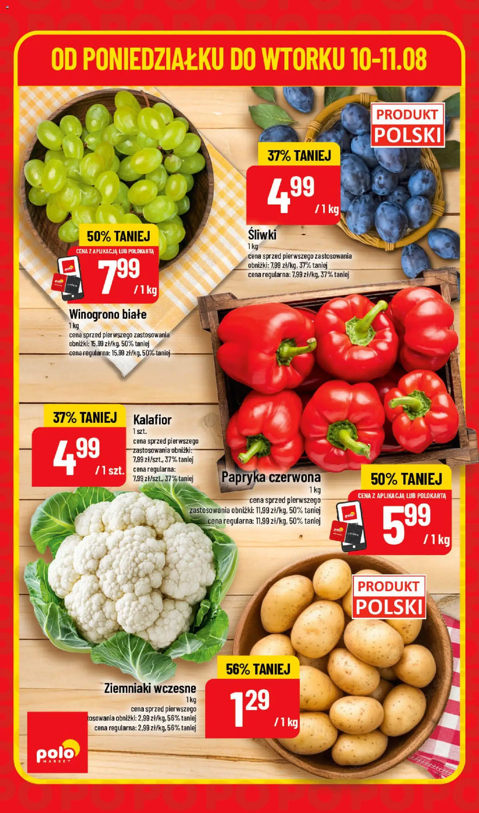 POLOmarket gazetka - Super Hity od 10.08.2026 | Strona: 2 | Produkty: Kalafior, Papryka, Śliwki, Papryka czerwona