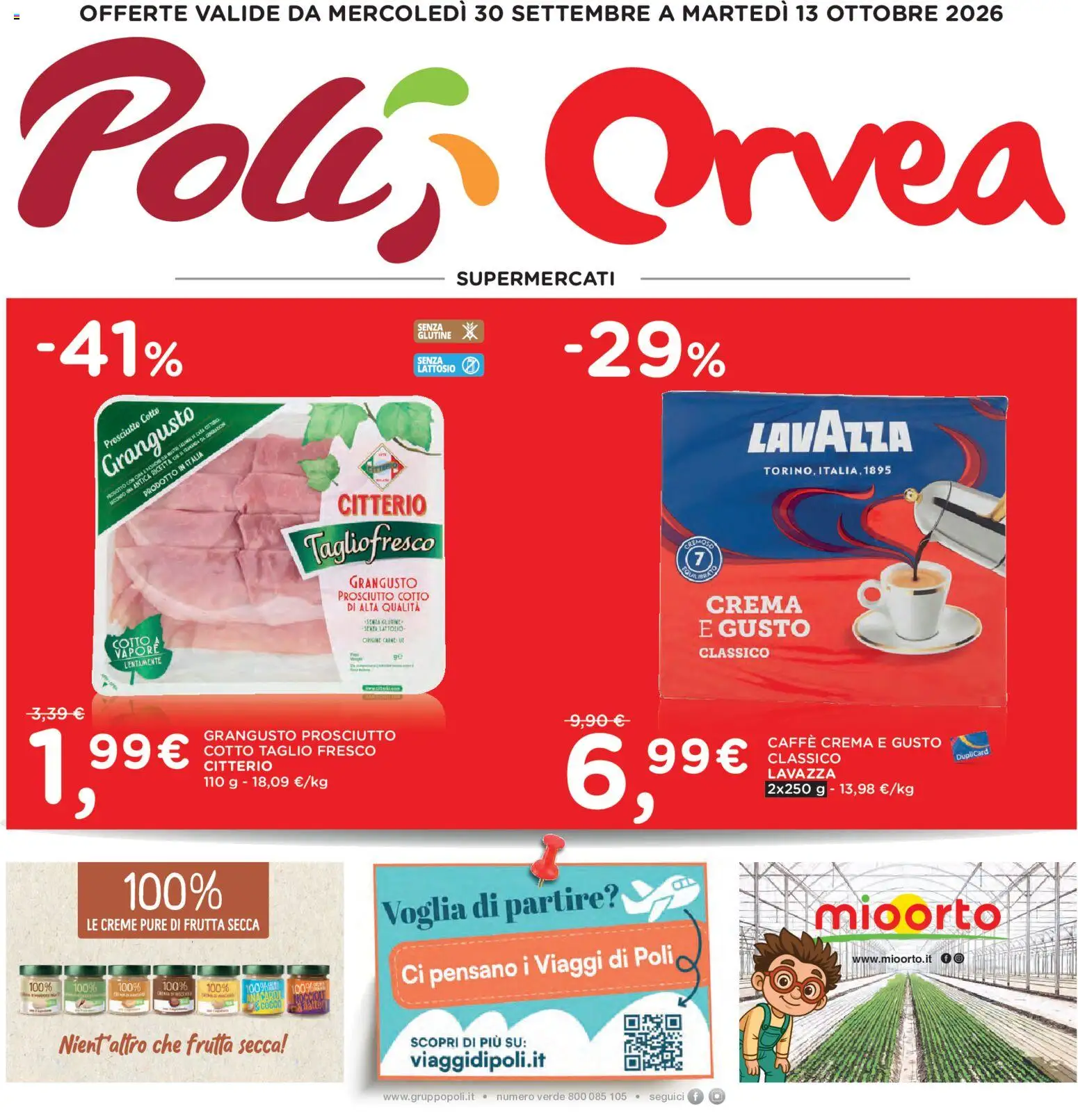 Volantino Poli del 30/09/2026 | Pagina: 1 | Prodotti: Caffè, Prosciutto, Cocco, Lavazza