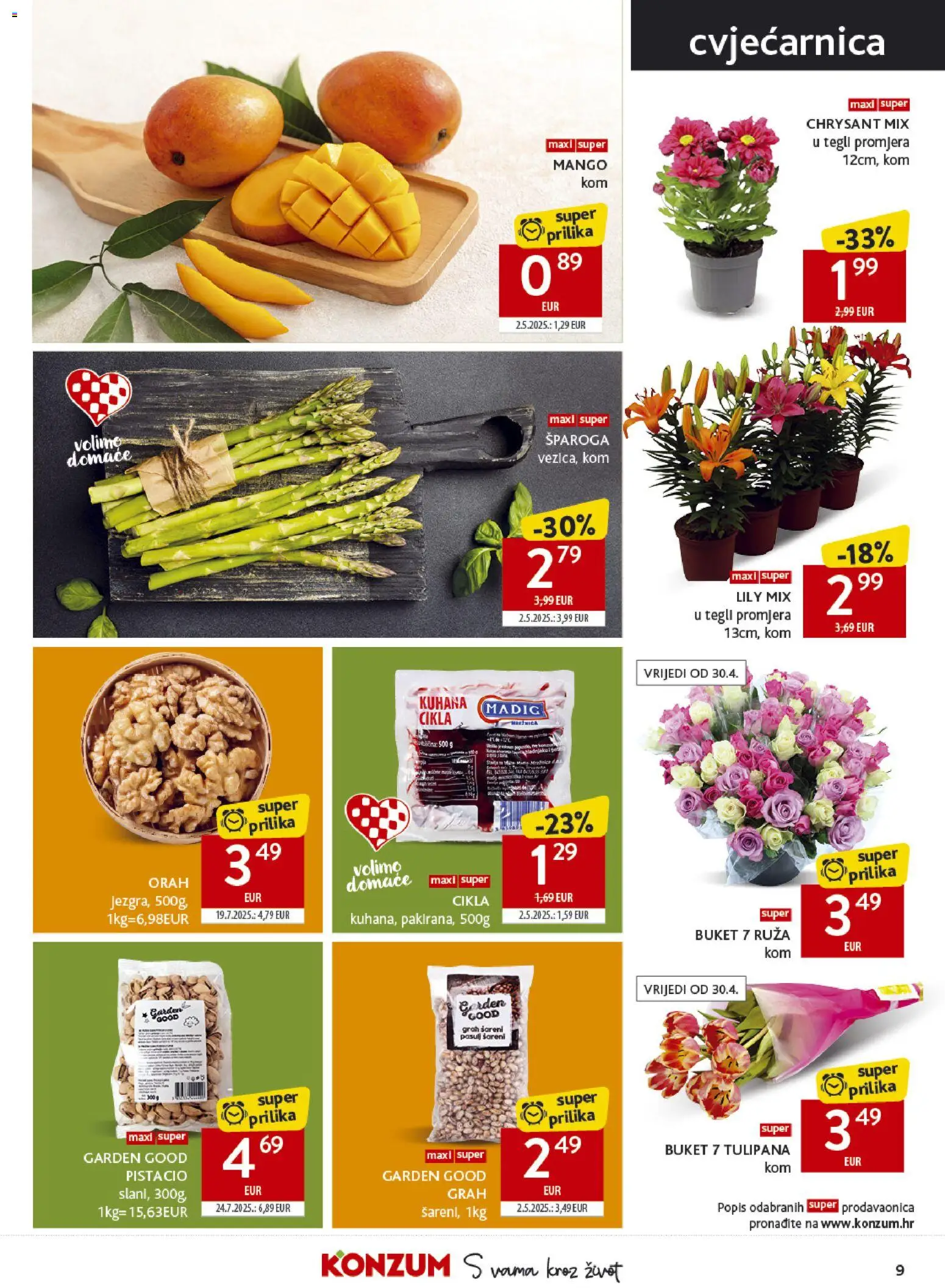 Konzum katalog | vrijedi od 29.04.2026 | Stranica: 9 | Proizvodi: Grah, Mango, Cikla, Orah