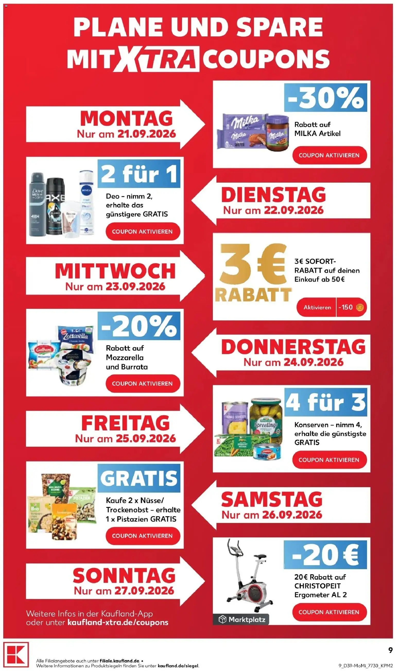 Prospekt Kaufland ab 21.09.2026 » Angebote Online zum Blättern | Seite: 9 | Produkte: Mozzarella, Milka, Pistazien, Burrata