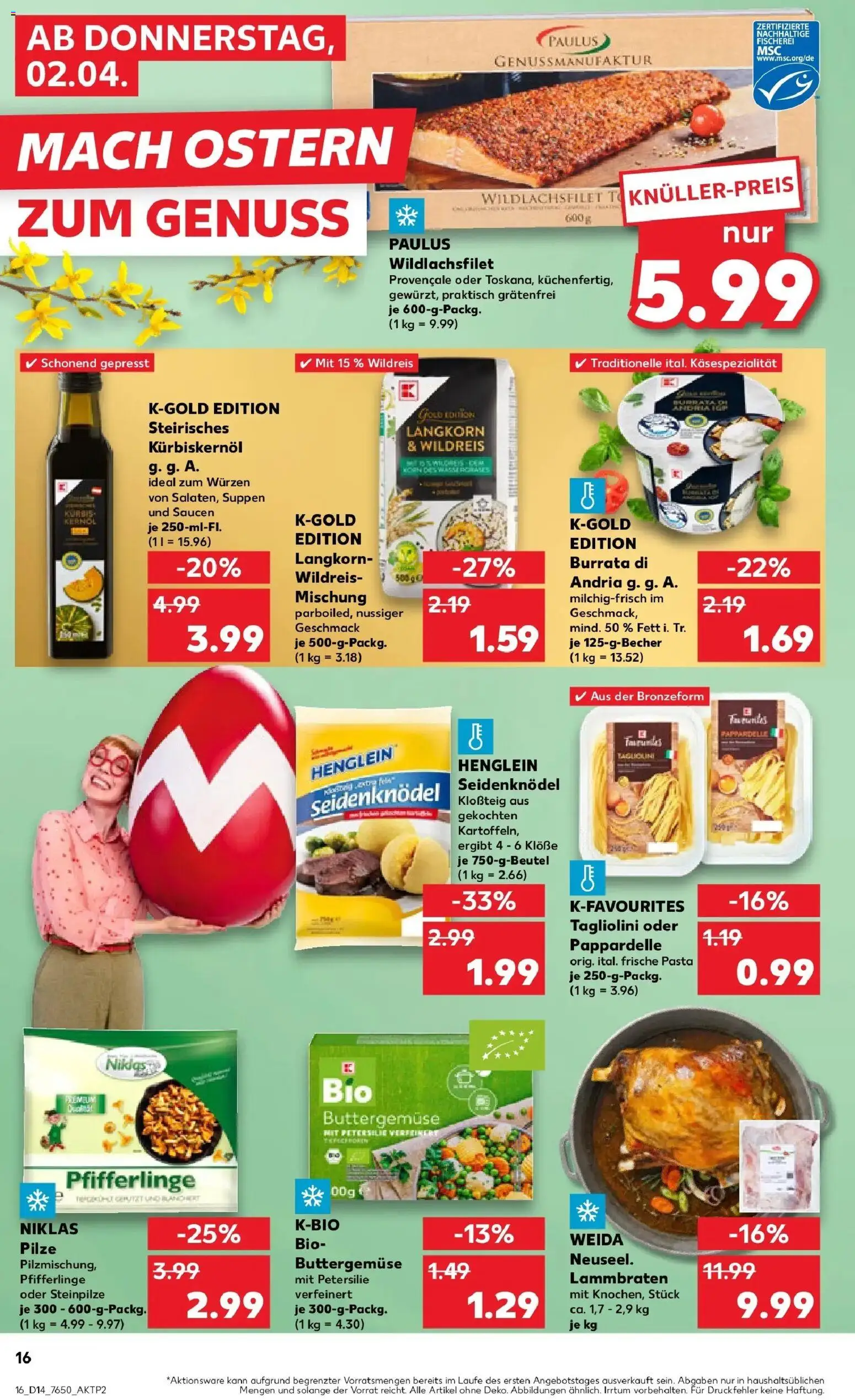 Kaufland Prospekt Überlingen	 – gültig ab 30.03.2026 | Seite: 30 | Produkte: Kürbiskernöl, Butter, Burrata, Pfifferlinge