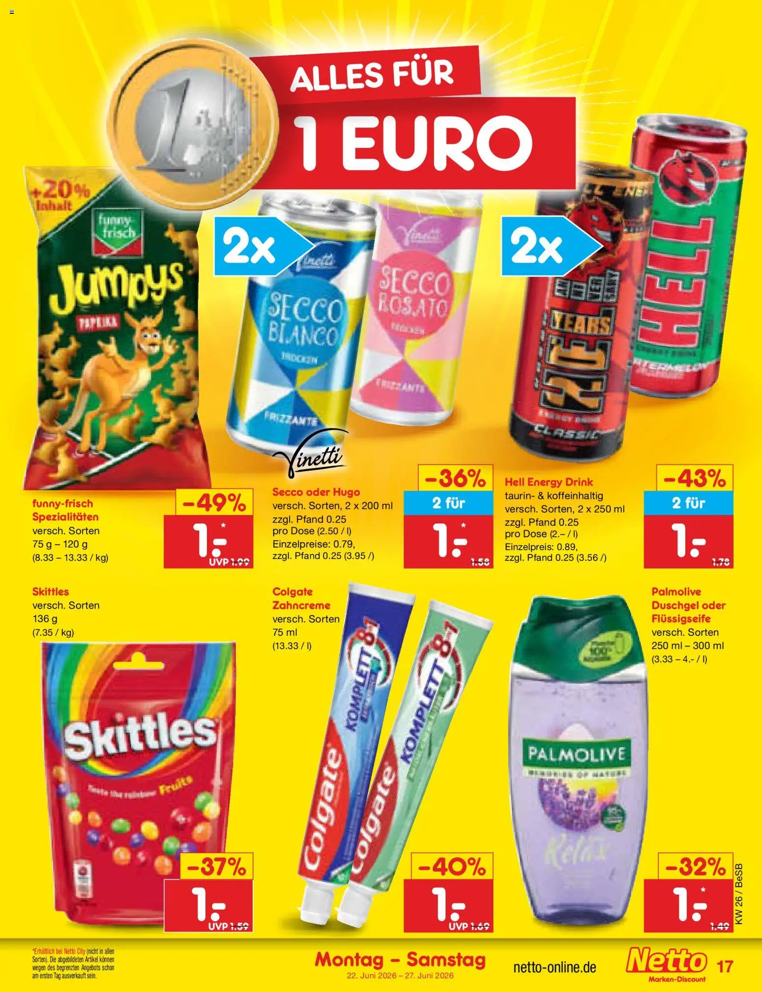 Netto Marken-Discount Prospekt – gültig ab 22.06.2026 | Seite: 21 | Produkte: Energy, Funny frisch, Duschgel, Hugo