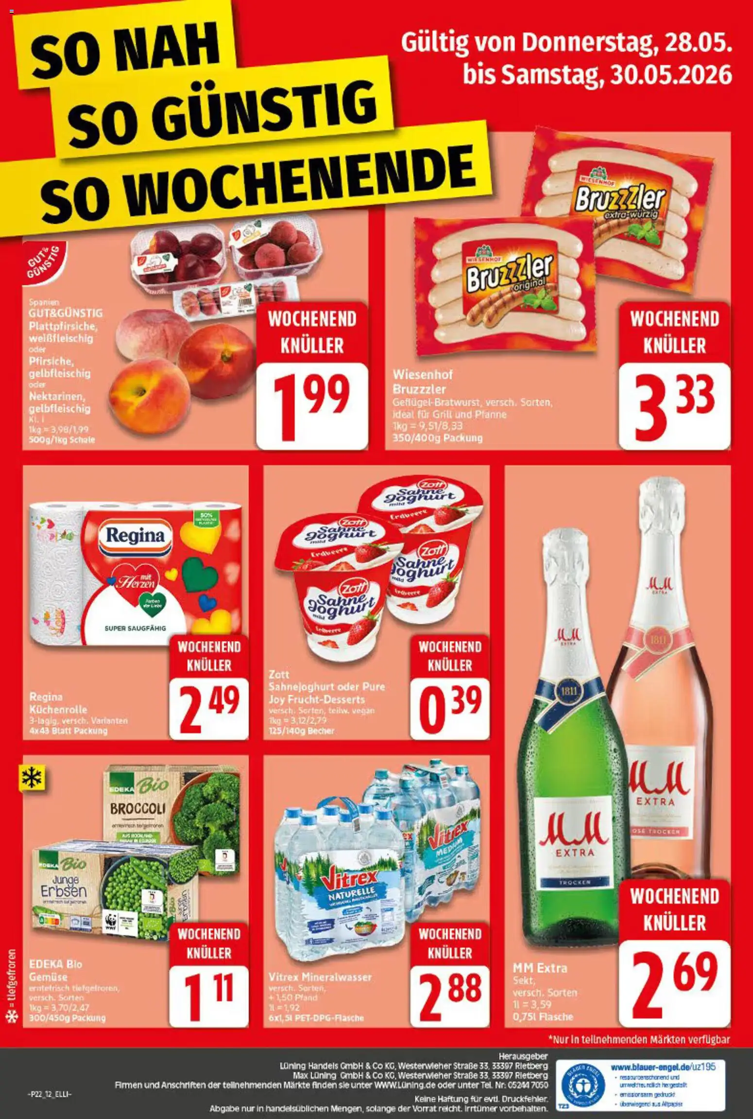 Elli Markt Prospekt – gültig ab 26.05.2026 | Seite: 12 | Produkte: Mineralwasser, Gemüse, Sahne, Küchenrolle