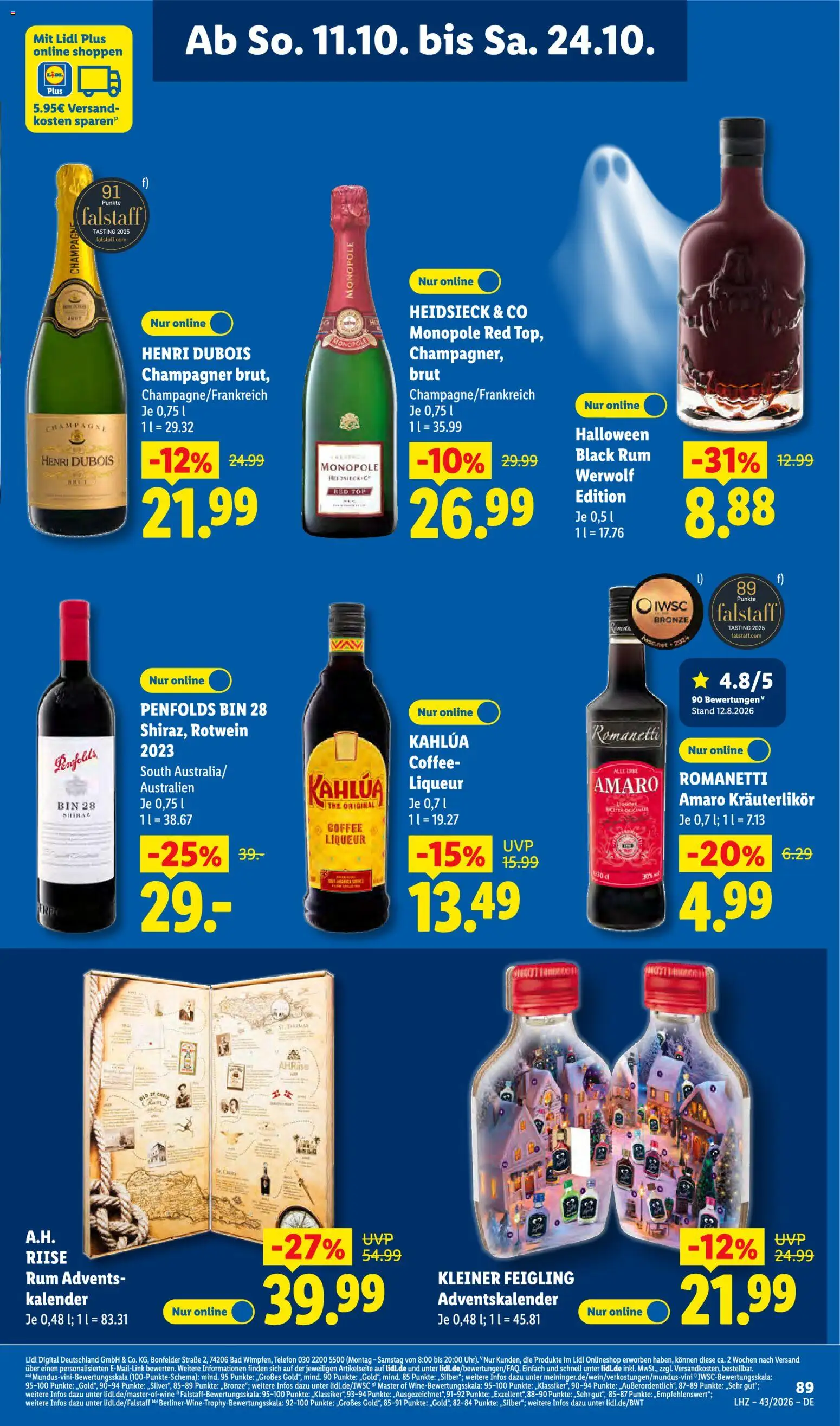 Lidl Německo leták od 19.10.2026 | Strana: 63 | Produkty: Kahlua, Rum, Telefon, Champagne