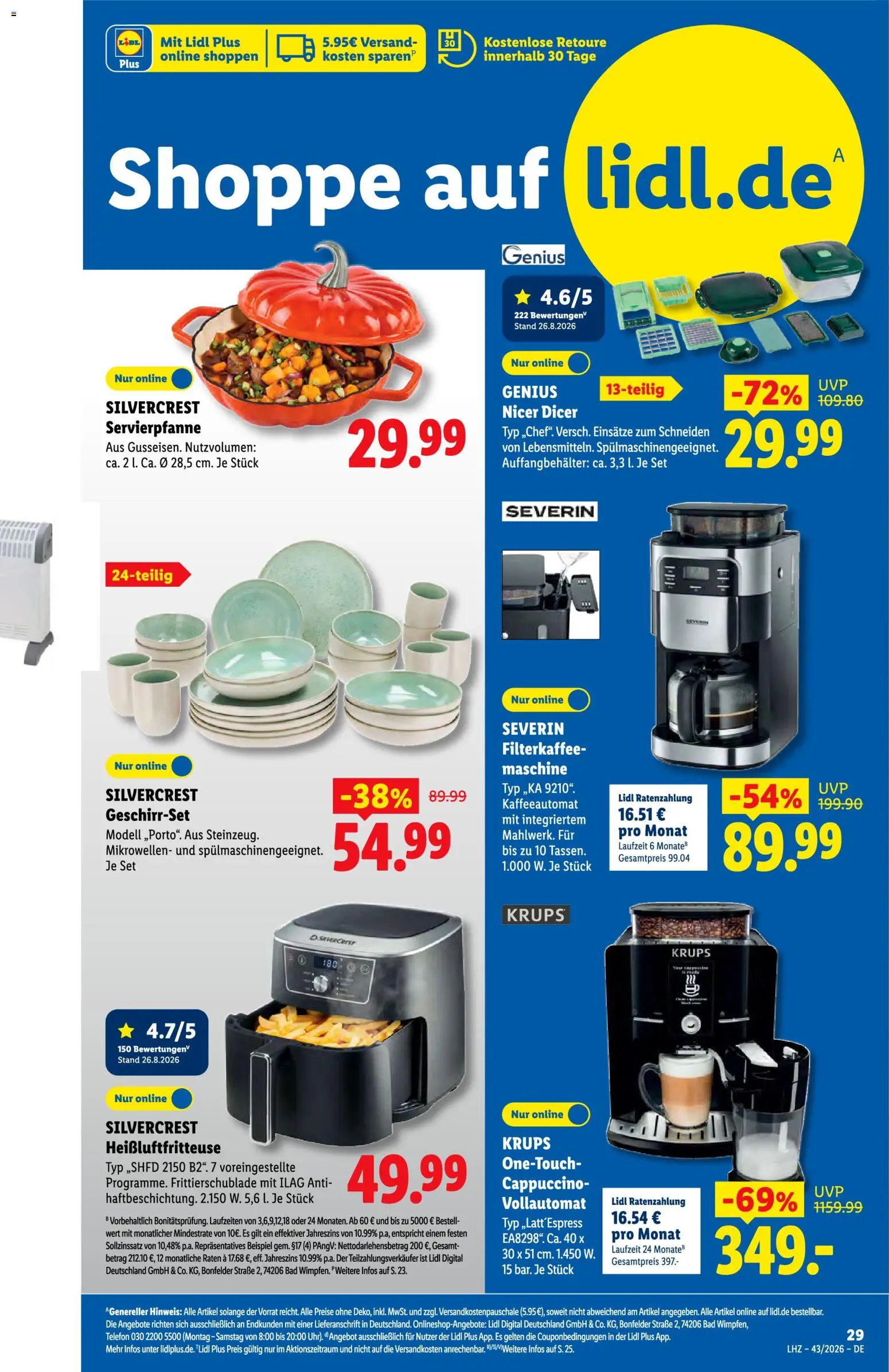 Lidl Německo leták od 19.10.2026 | Strana: 43 | Produkty: Nicer Dicer, Telefon, Cappuccino