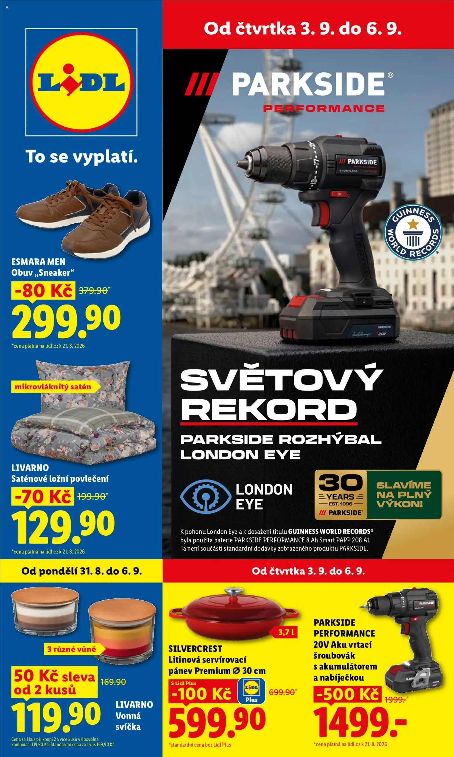 Lidl leták - Spotřební zboží od 31.08.2026 | Strana: 1 | Produkty: Parkside, Šroubovák, Ložní povlečení, Guinness