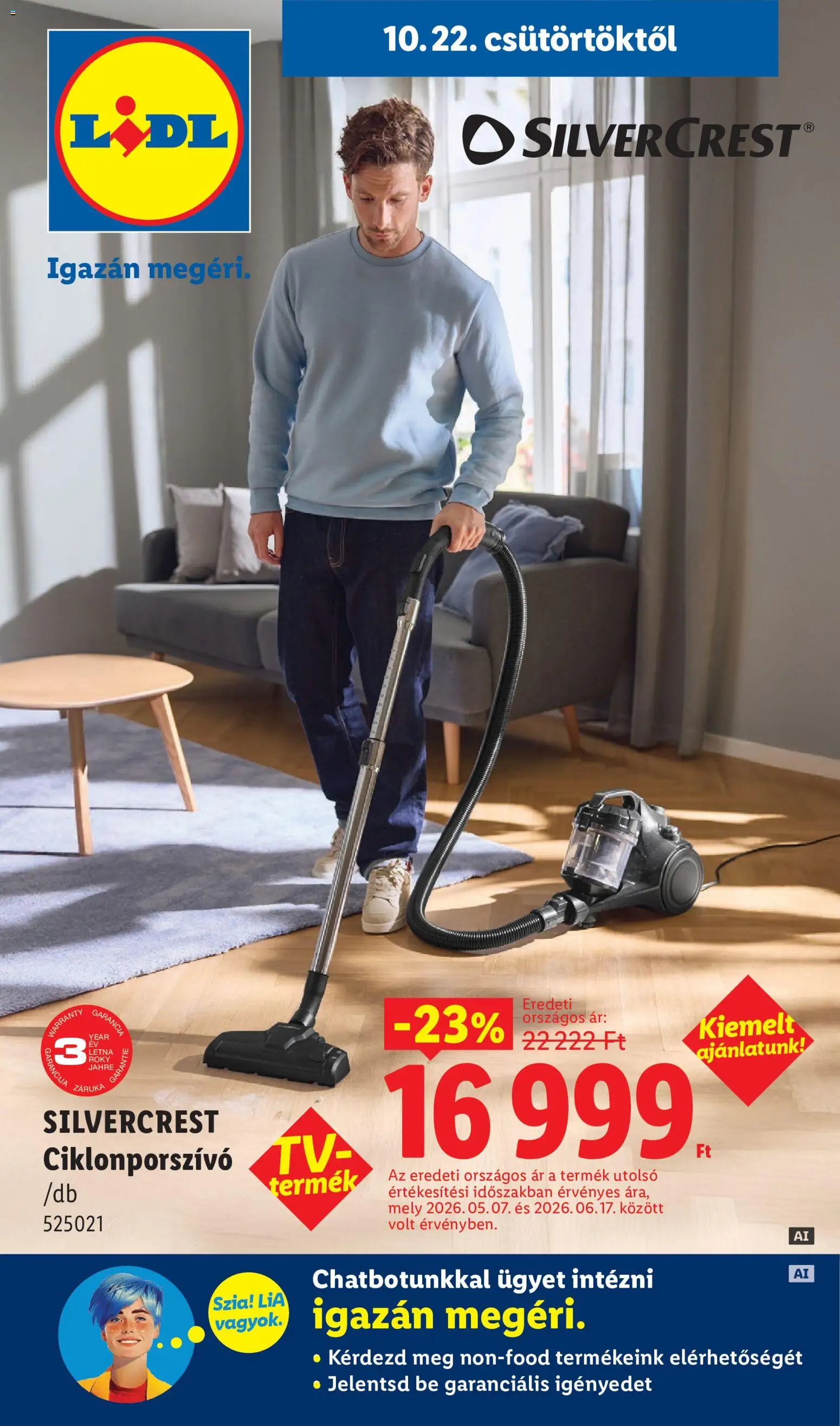 Lidl akciós ujság - amely érvényes a következő dátumtól: 2026.10.22. | Oldal: 1 | Termékek: SilverCrest