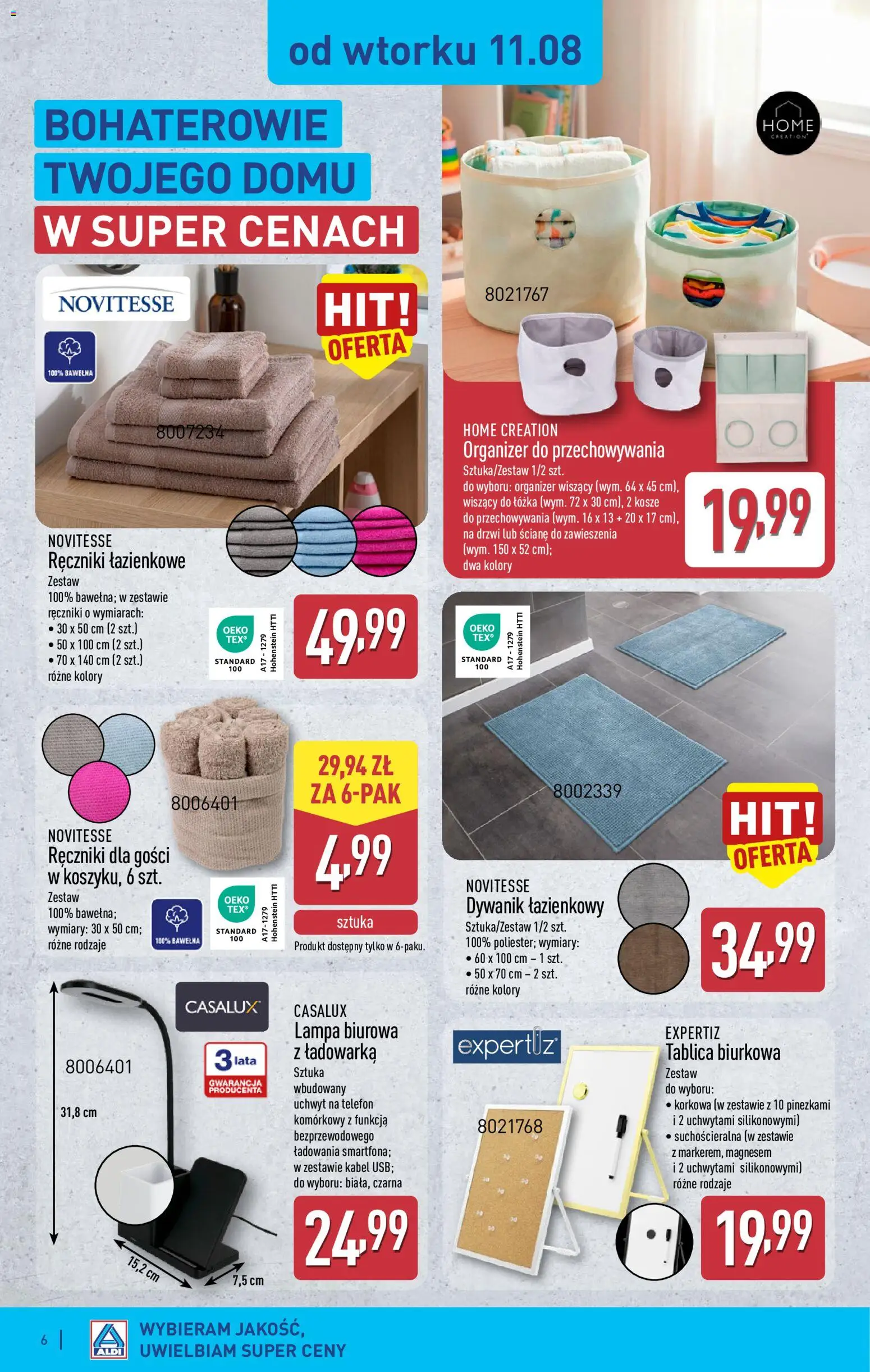 Aldi gazetka - Artykuły przemysłowe i tekstylia od 11.08.2026 | Strona: 6 | Produkty: Kabel, Ładowarka, USB, Lampa