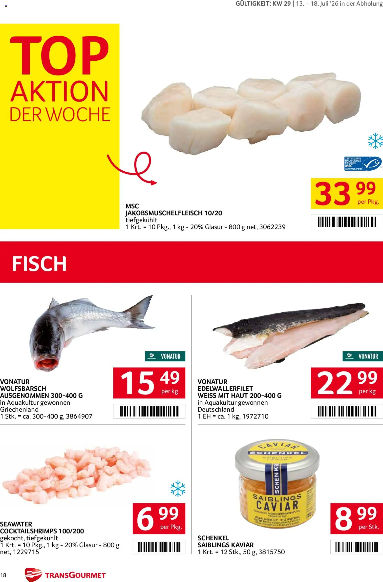 Transgourmet Flugblatt gültig ab 13.07.2026 | Seite: 18 | Produkte: Fisch