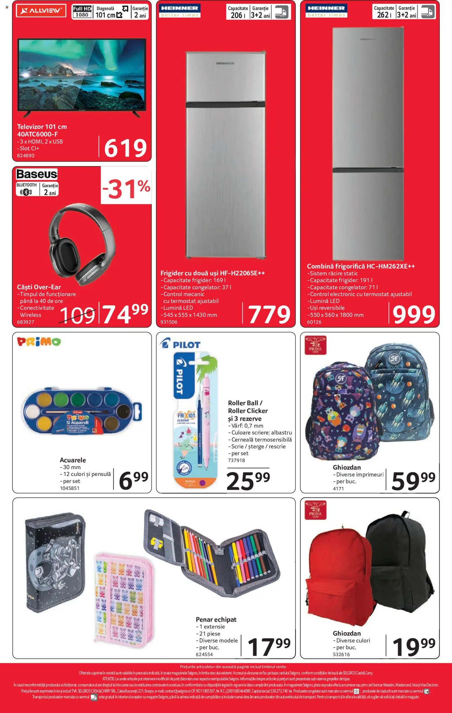 Noul catalog Selgros – valabil de la 21.08.2026 | Pagină: 16 | Produse: Lumină, Usb, Frigider, Combină frigorifică