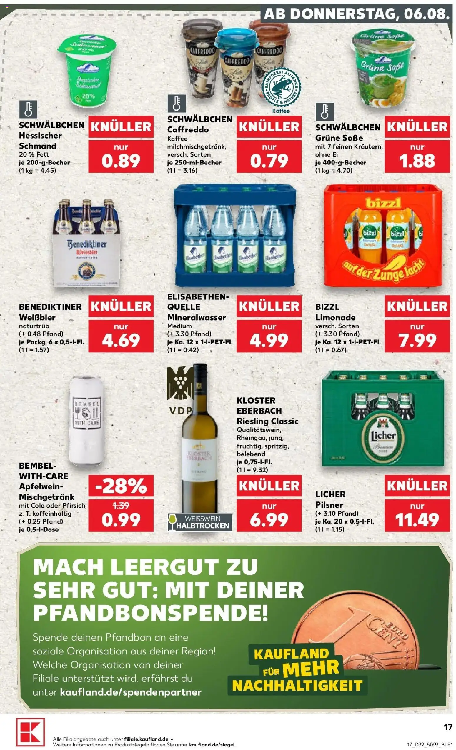 Prospekt Kaufland ab 06.08.2026 » Angebote Online zum Blättern | Seite: 17 | Produkte: Kaffee, Weißwein, Mineralwasser, Soße