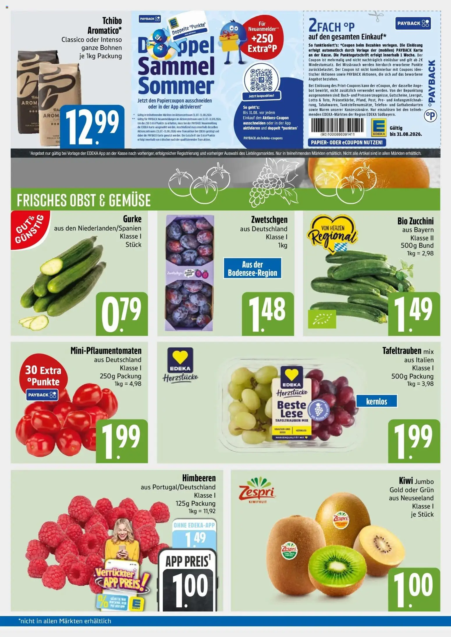 Edeka Prospekt München (ab 17.08.2026) » Angebote Online | Seite: 3 | Produkte: Himbeeren, Gemüse, Obst, Zucchini
