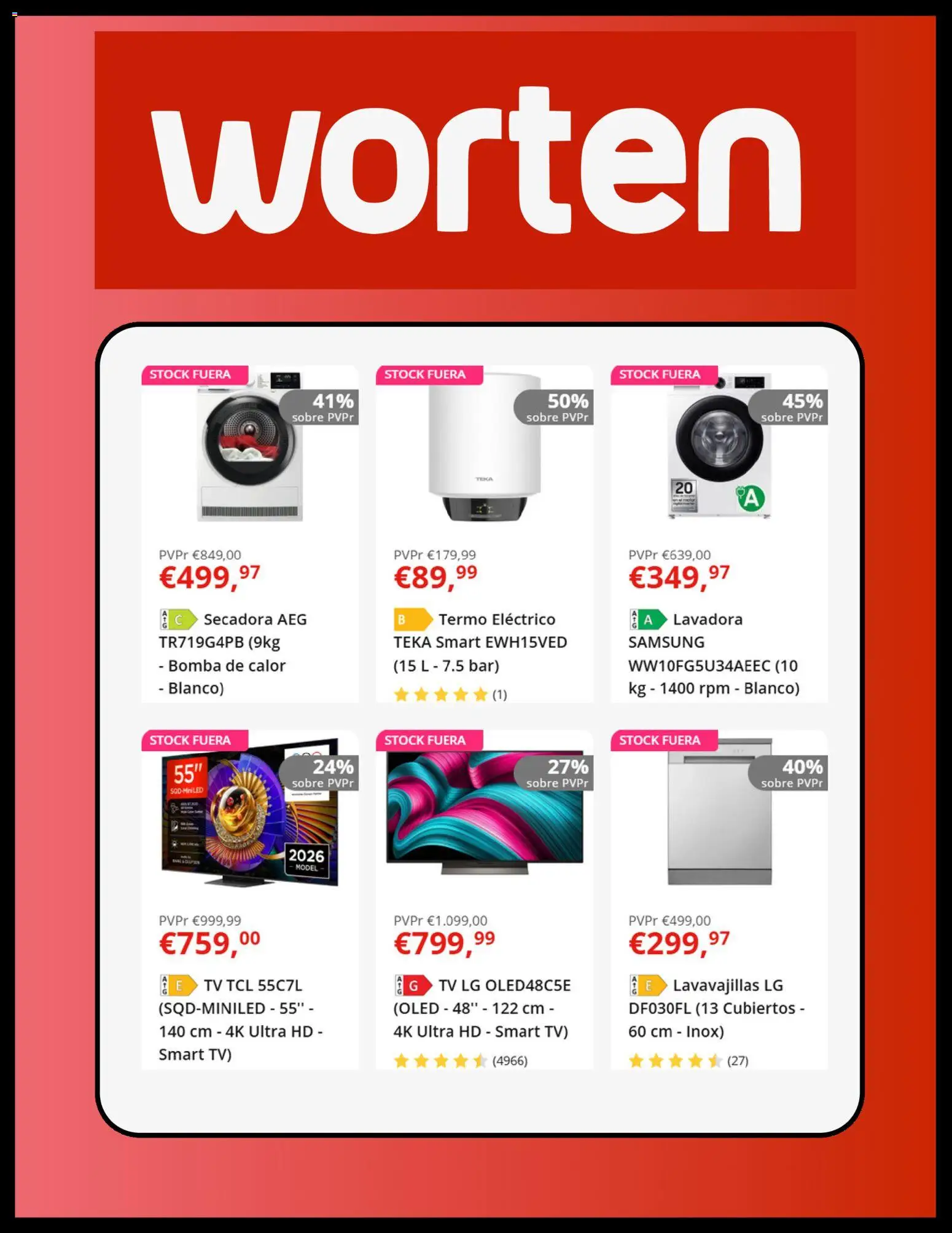Worten folleto │ válido desde el 21/07/2026 | Página: 6 | Productos: Lavadora, Secadora, Lavavajillas