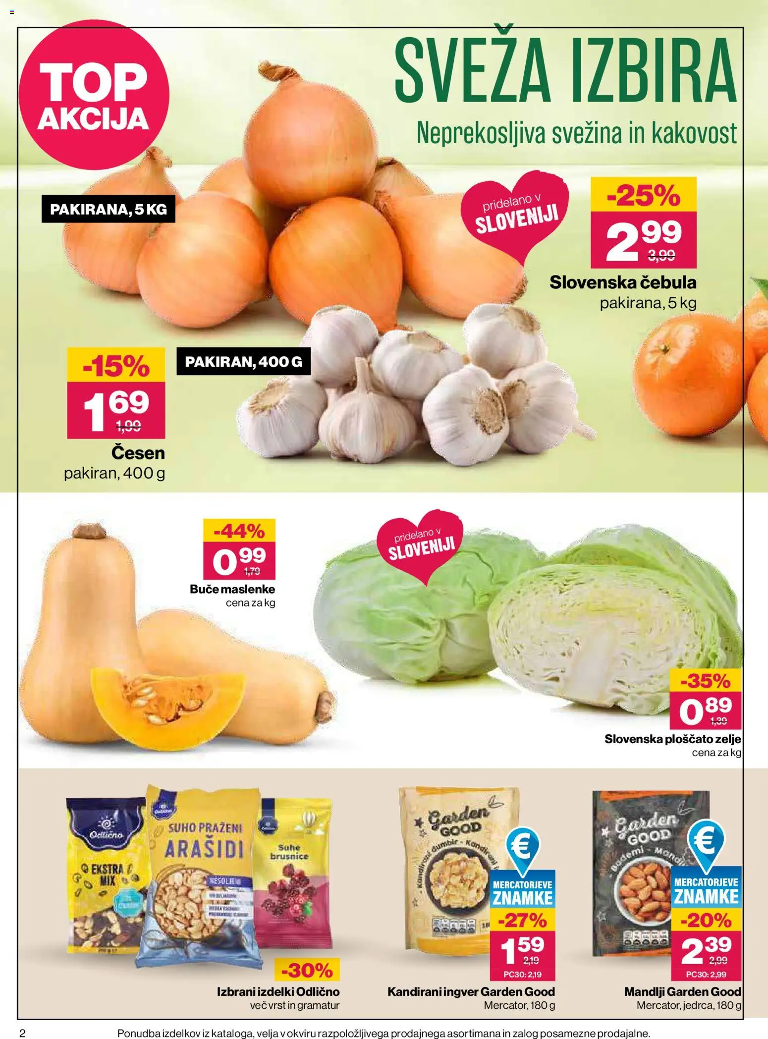 Novi Mercator katalog ponudbe – veljaven od 08.10.2026 | Stran: 2 | Izdelki: Buče, Cebula, Cesen, Zelje