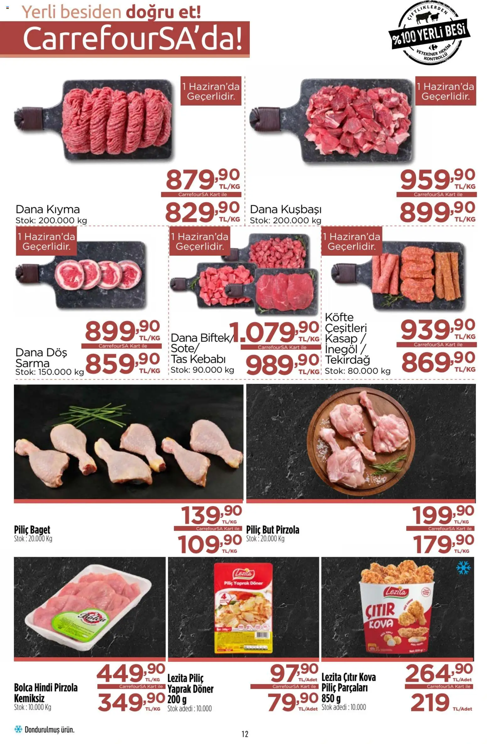 CarrefourSA Katalog - 01.06.2026 tarihinden itibaren geçerlidir | Sayfa: 12 | Ürünler: Döner, Kıyma, Dana kuşbaşı, Pirzola