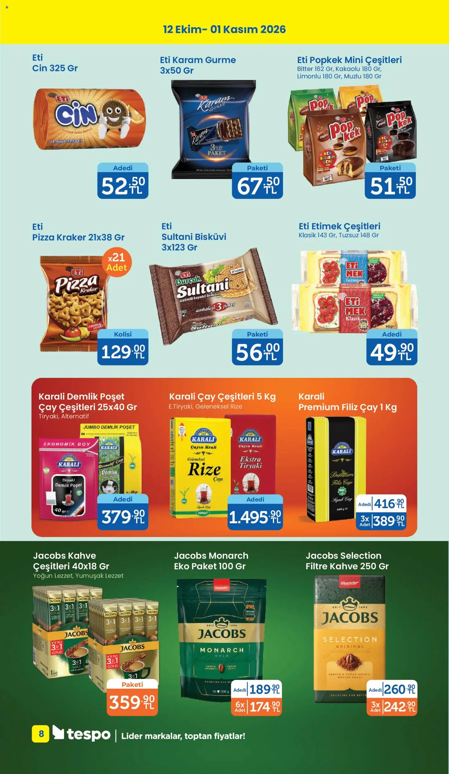 Tespo Katalog - 12 Ekim 2026 tarihinden itibaren geçerlidir | Sayfa: 8 | Ürünler: Kahve, Pizza, Demlik, Bisküvi